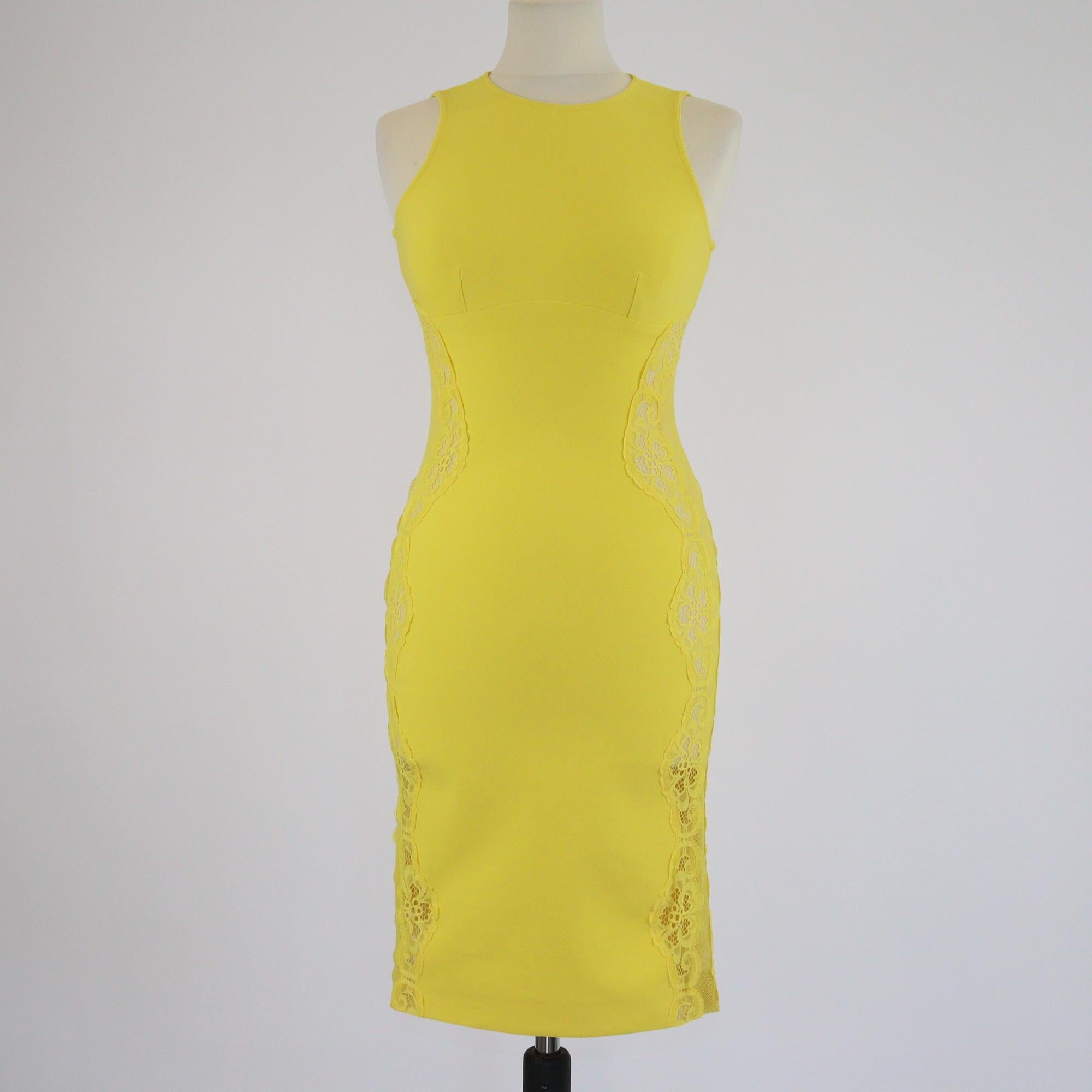 Stella McCartney Yellow Floral Lace Side Midi Dress Womens Stella McCartney