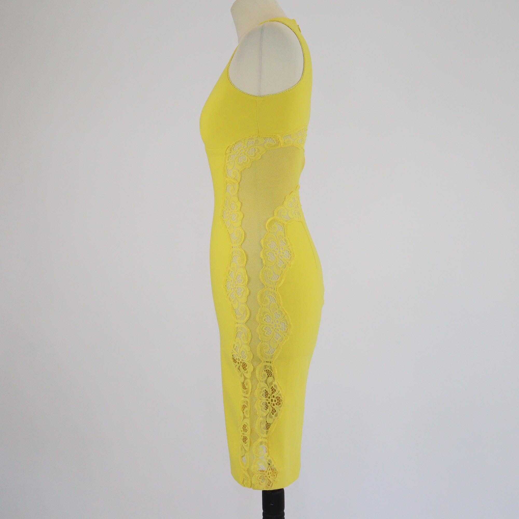 Stella McCartney Yellow Floral Lace Side Midi Dress Womens Stella McCartney