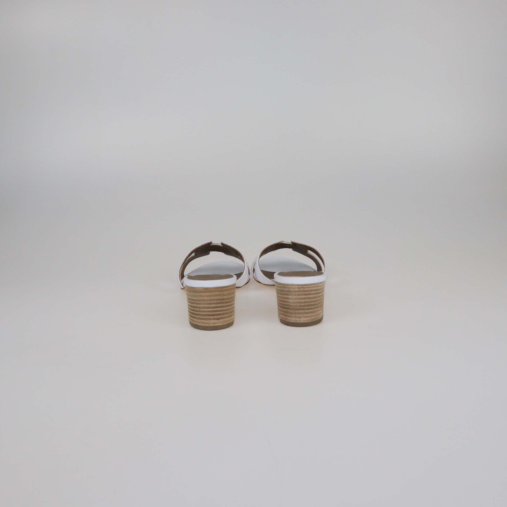 Hermes White Leather Oasis Sandals