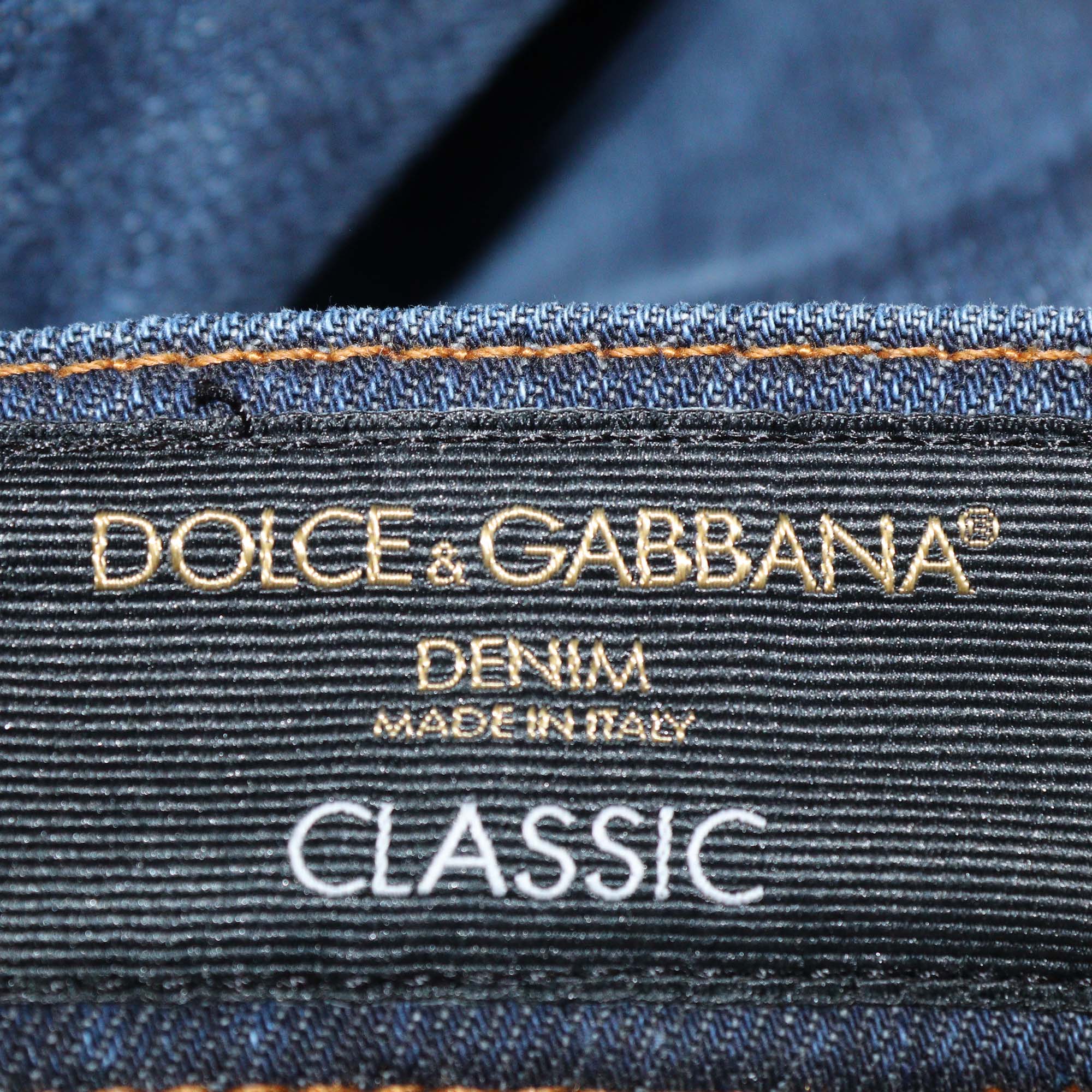 Dolce & Gabbana Dark Blue Washed Denim Classic Stretch Fit Pants