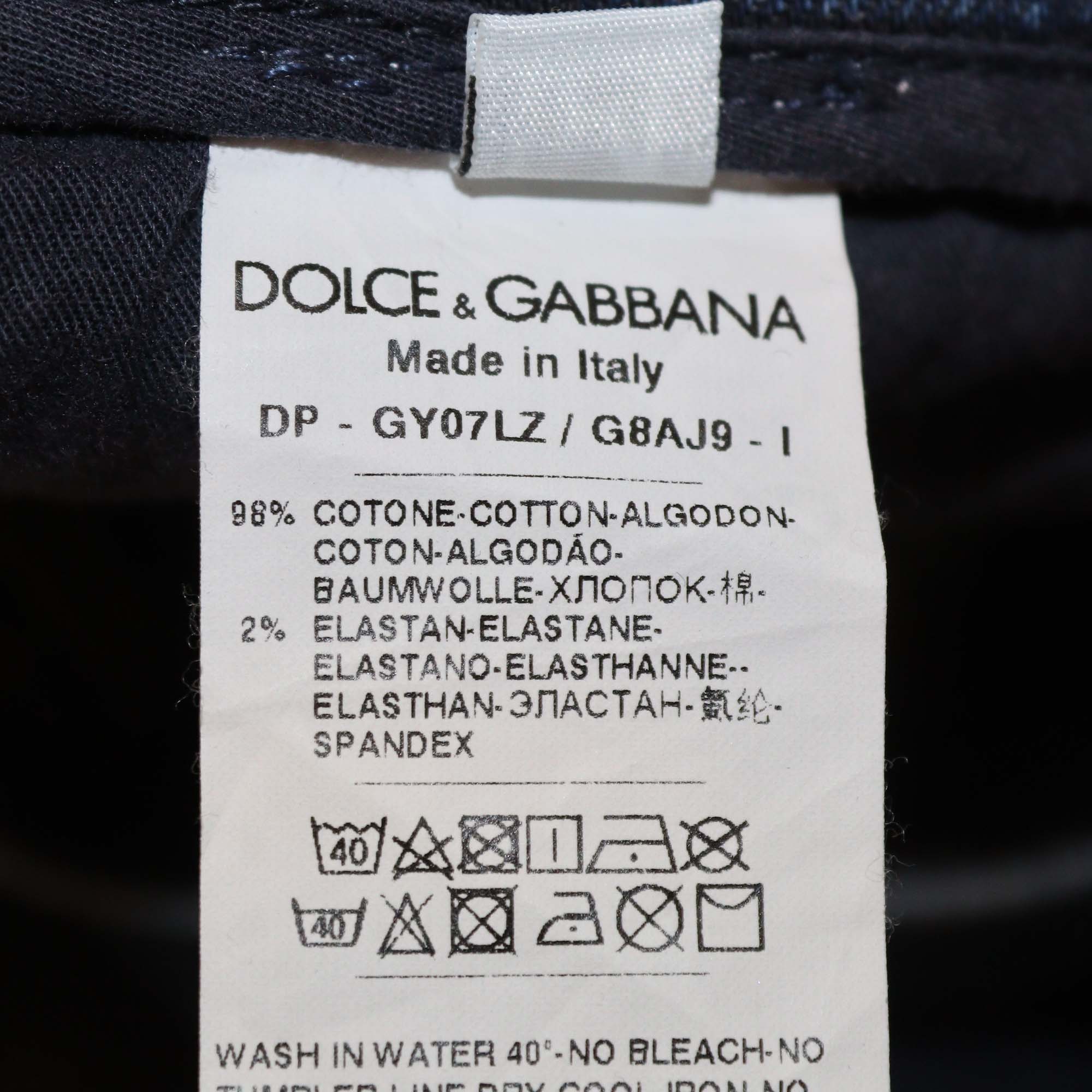 Dolce & Gabbana Dark Blue Washed Denim Classic Stretch Fit Pants