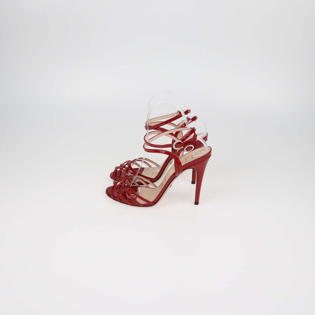 Gucci Red Patent Leather Strappy Ankle Strap Sandals