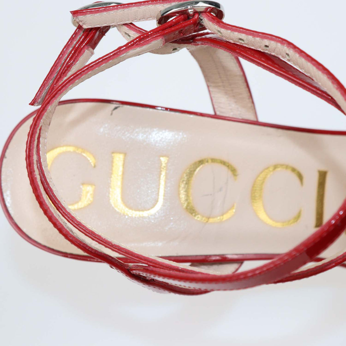 Gucci Red Patent Leather Strappy Ankle Strap Sandals