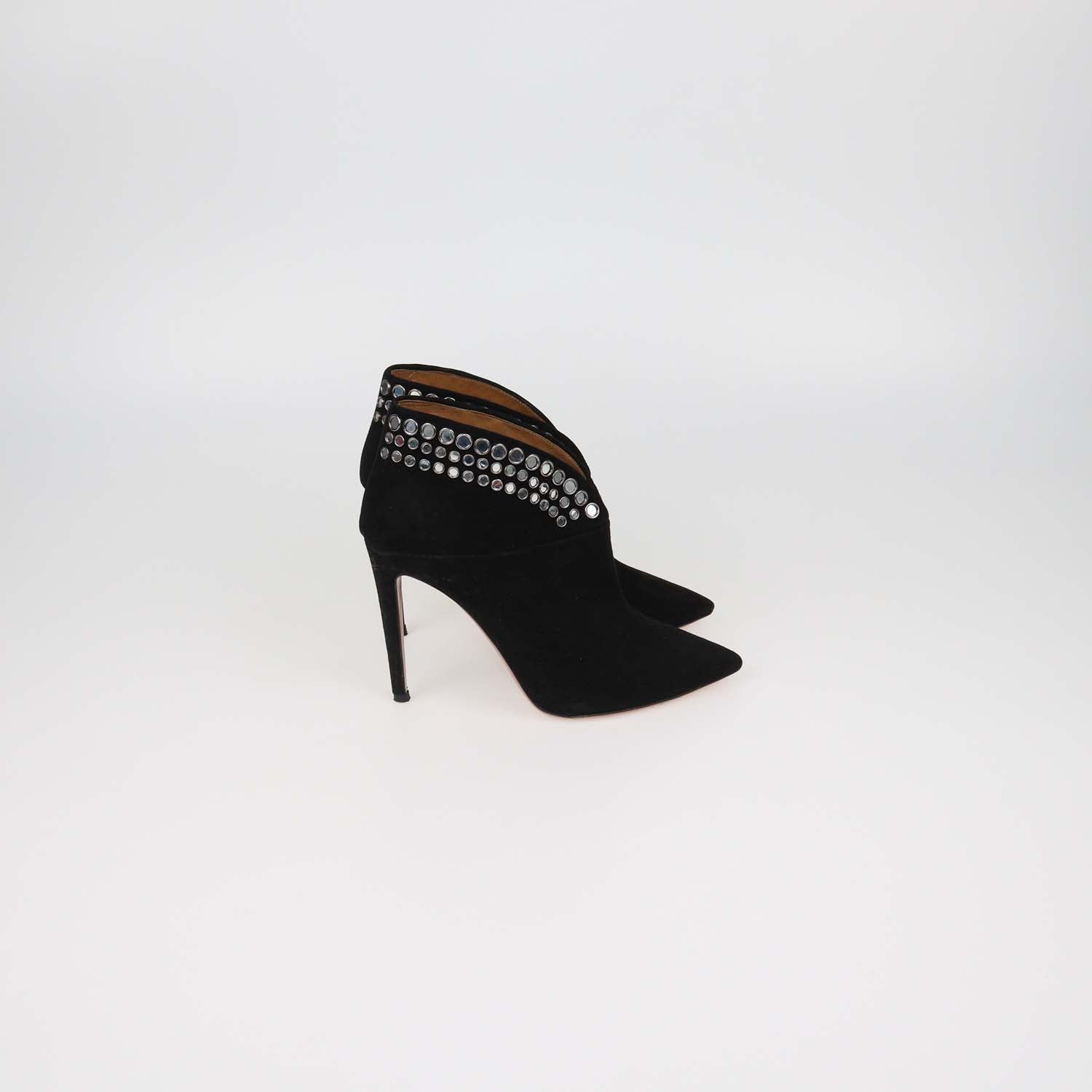 Aquazzura Black Suede Disco Pointed Toe Booties