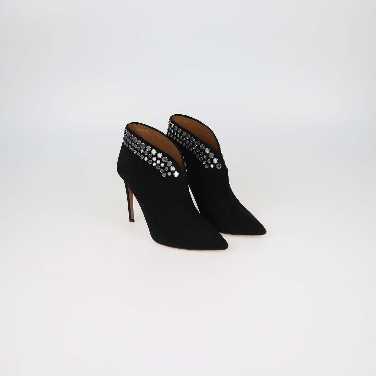 Aquazzura Black Suede Disco Pointed Toe Booties
