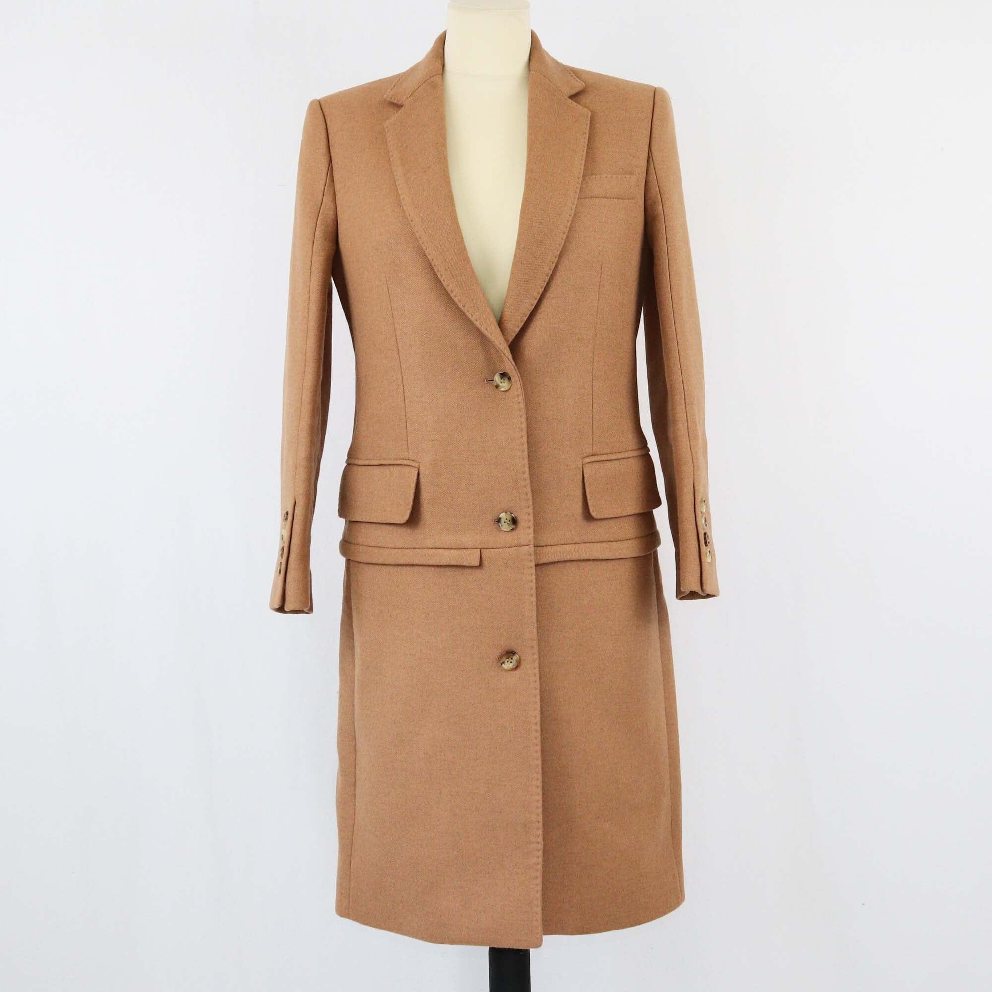 Burberry Brown Camel Hair Coat with Reversible Puffer Vest Womens Burberry