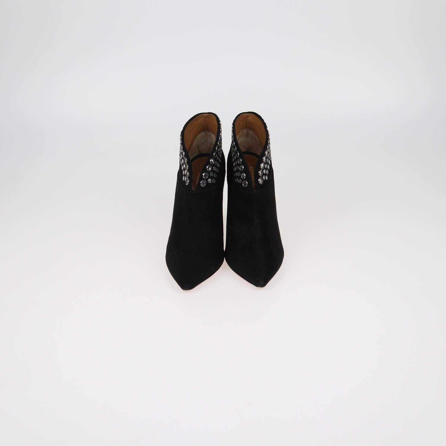 Aquazzura Black Suede Disco Pointed Toe Booties
