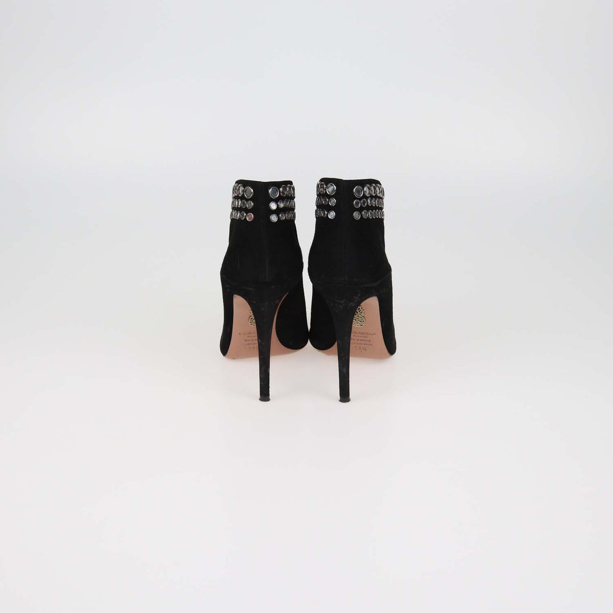 Aquazzura Black Suede Disco Pointed Toe Booties