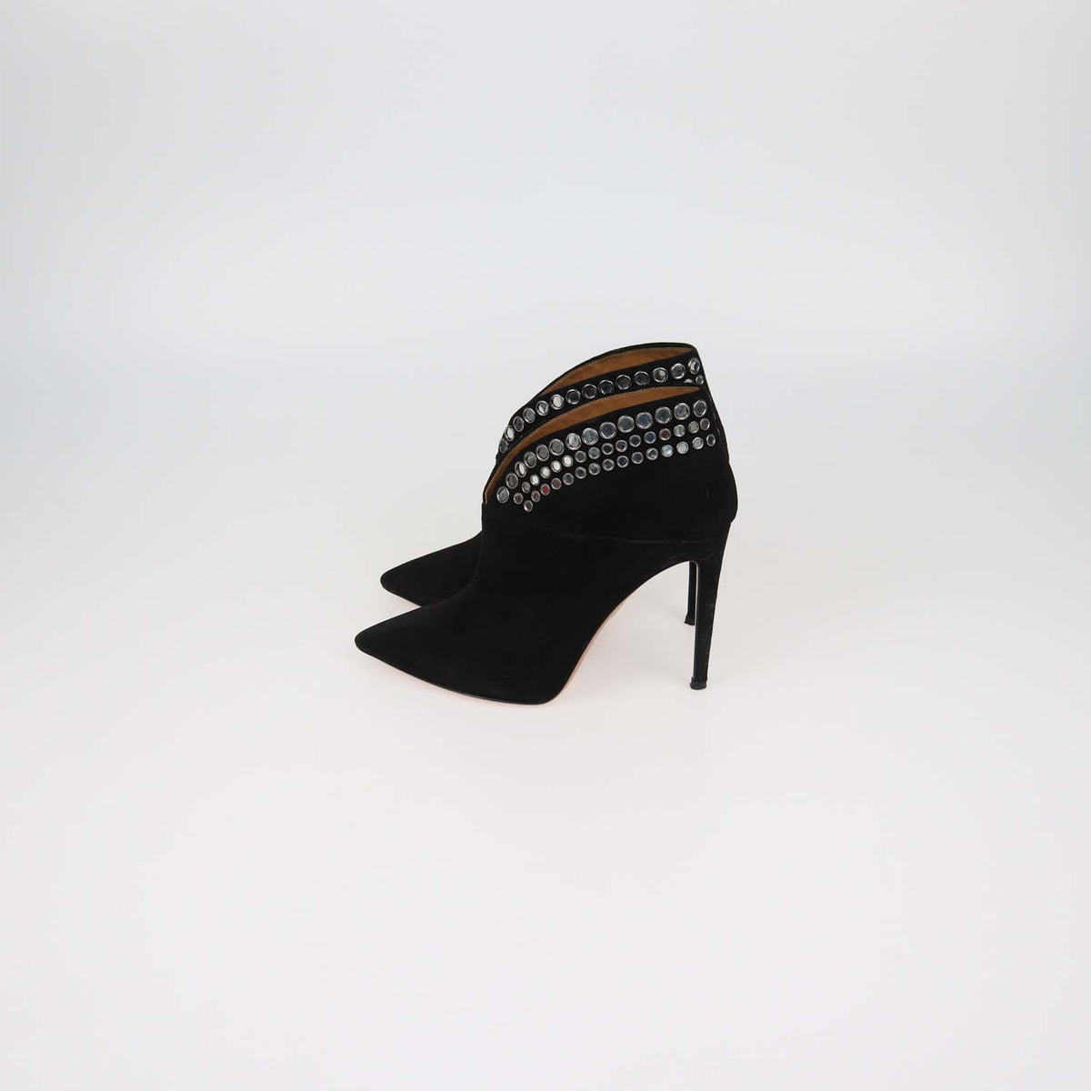 Aquazzura Black Suede Disco Pointed Toe Booties