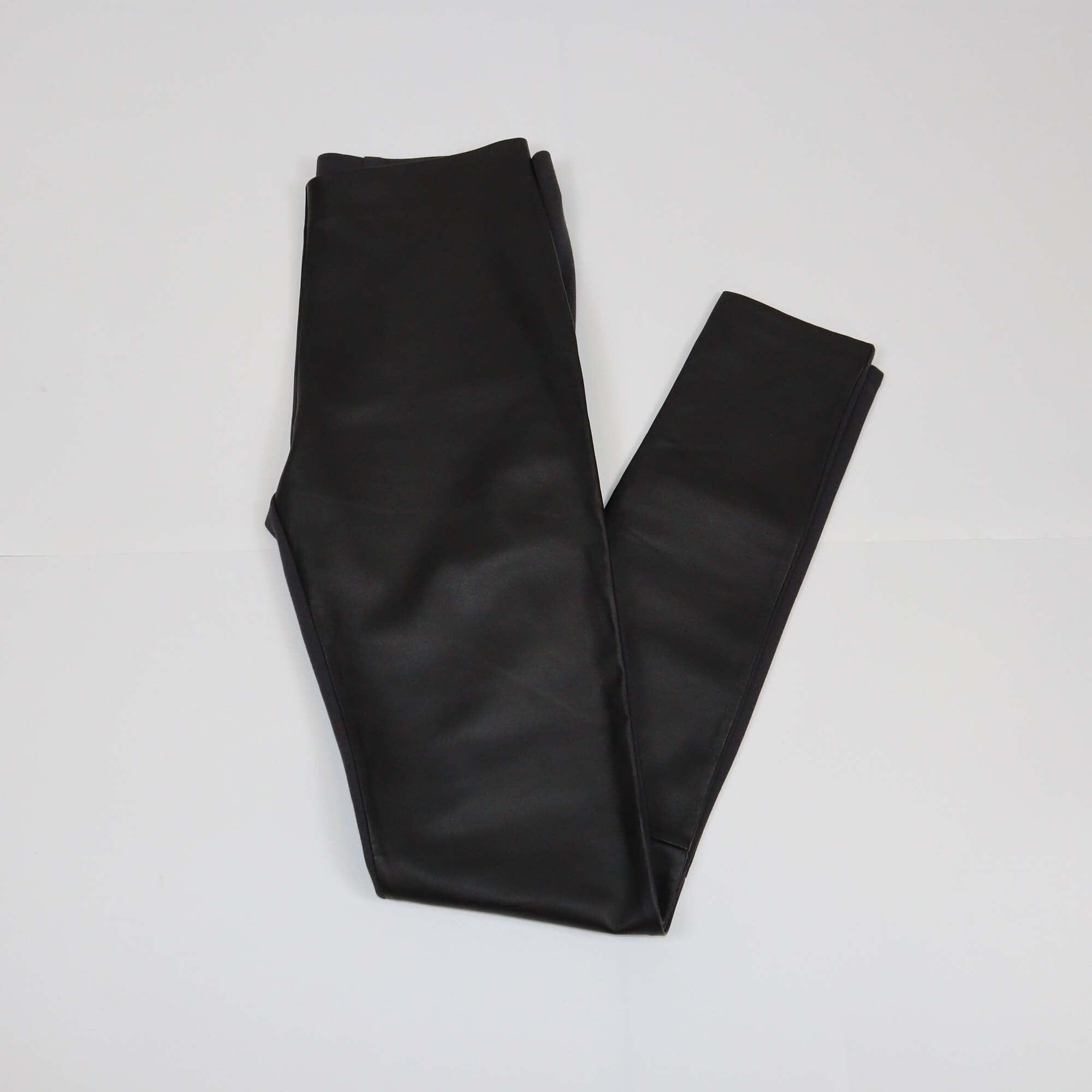 MM6 Maison Martin Margiela Black/Grey Leather Skinny Pants Womens MM6 Maison Martin Margiela