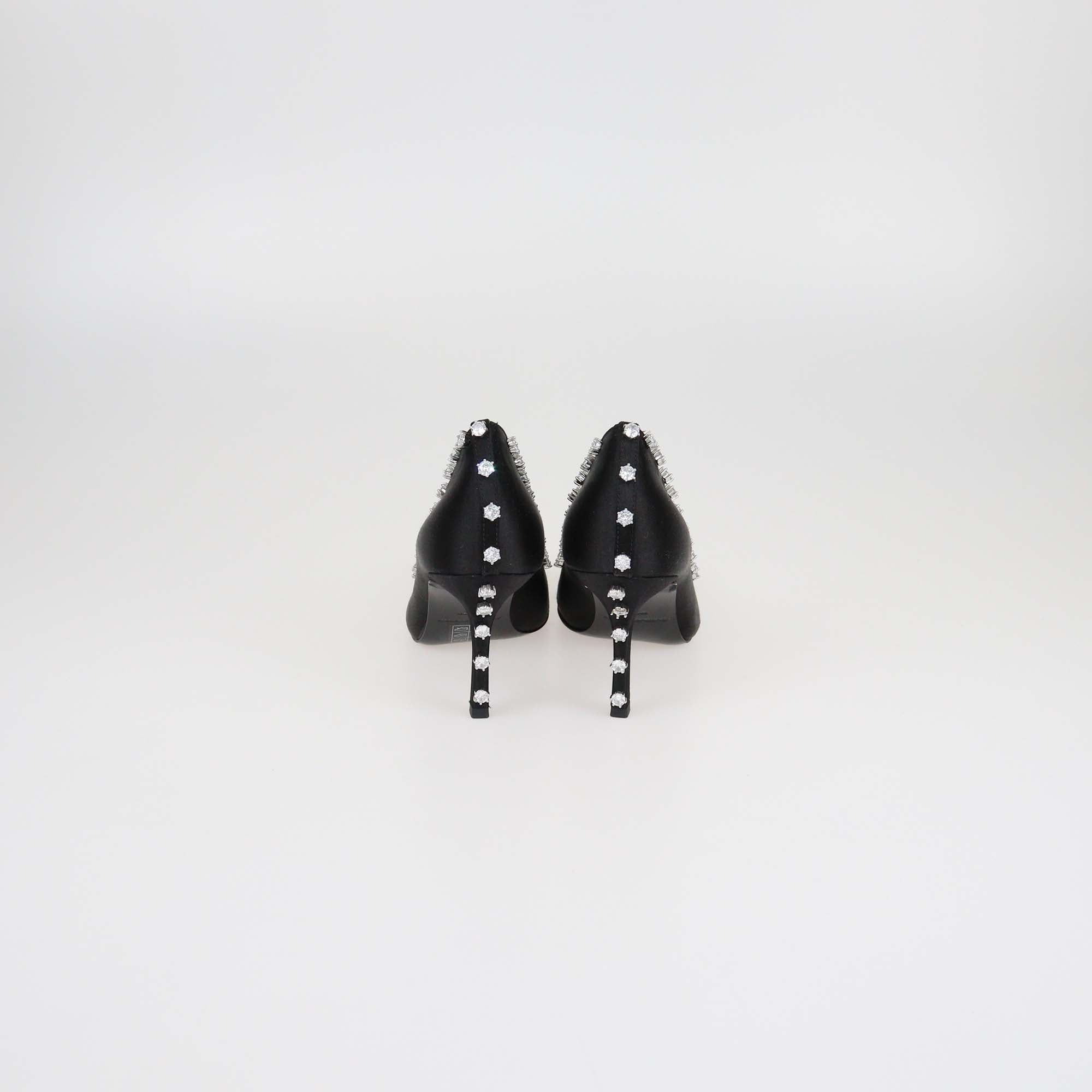 Alexander Wang Black Satin Crystal Embellished Delphine 85 Pumps
