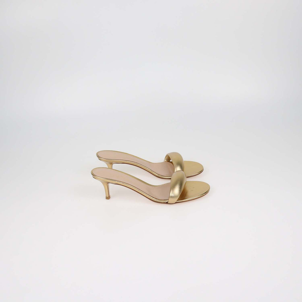 Gianvito Rossi Gold Leather Bijoux Slide Mules