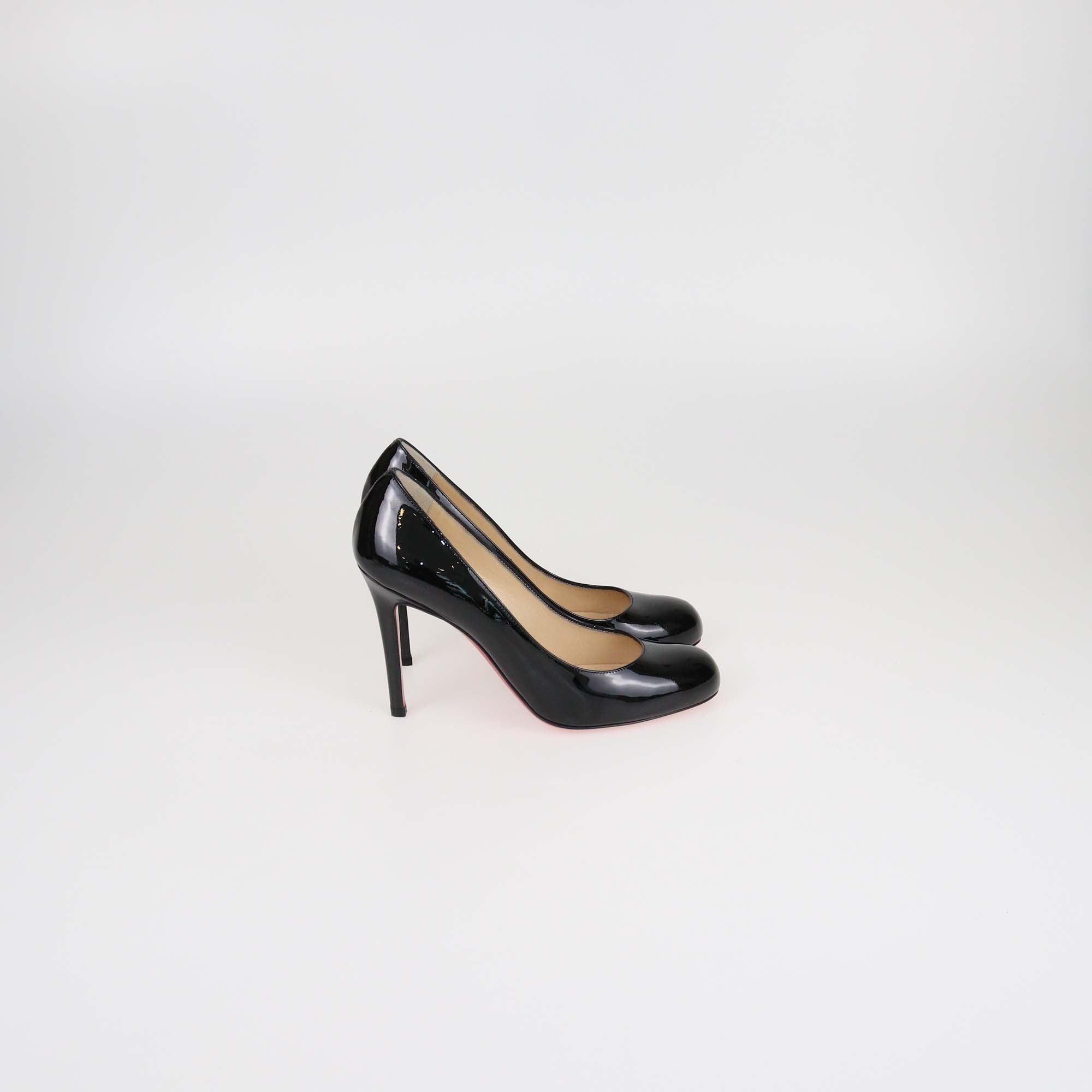 Christian Louboutin Black Patent Leather Simple 100 Pumps
