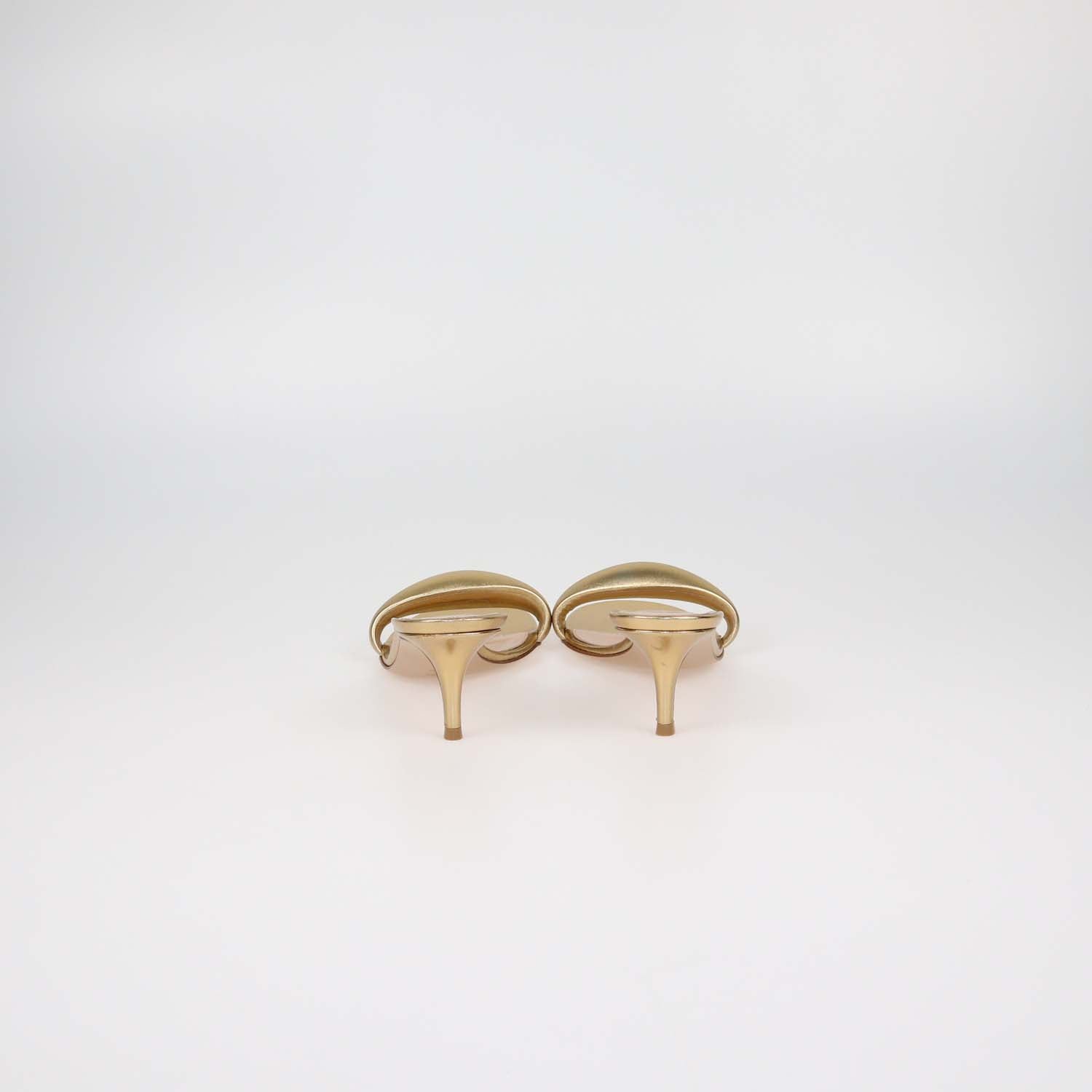Gianvito Rossi Gold Leather Bijoux Slide Mules