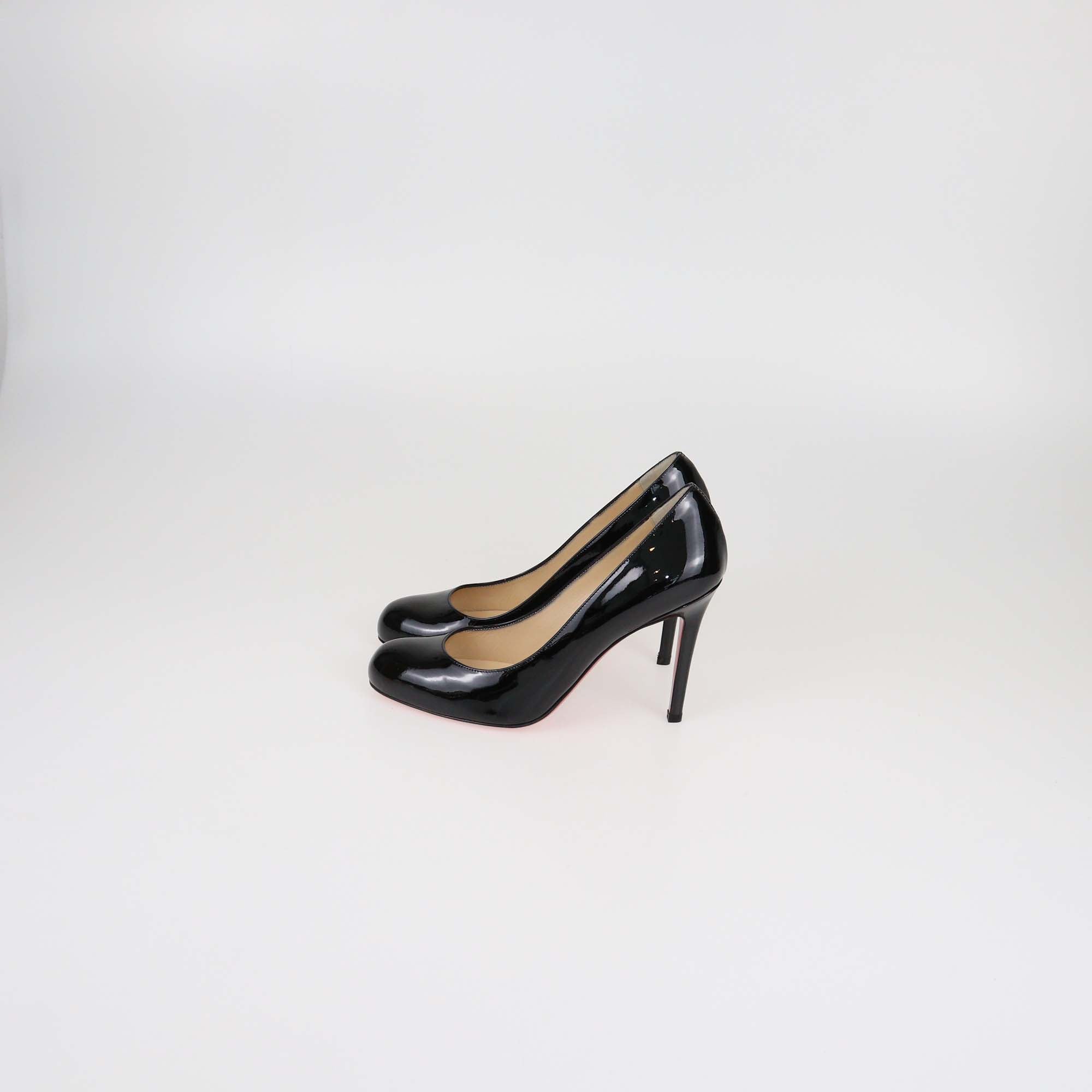 Christian Louboutin Black Patent Leather Simple 100 Pumps