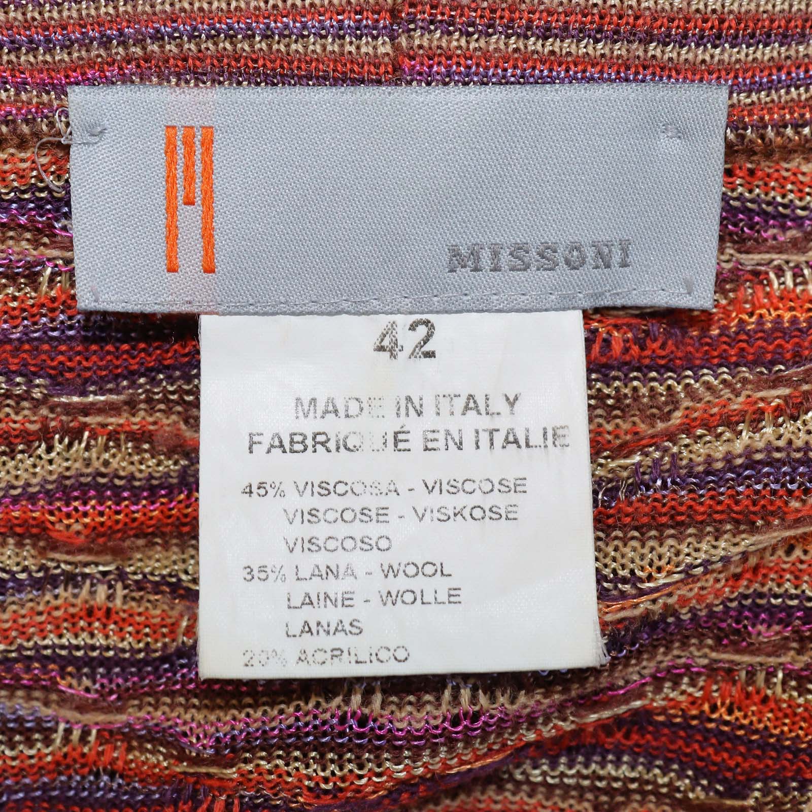 Missoni Multicolor Viscose and Wool Striped Knit Cardigan