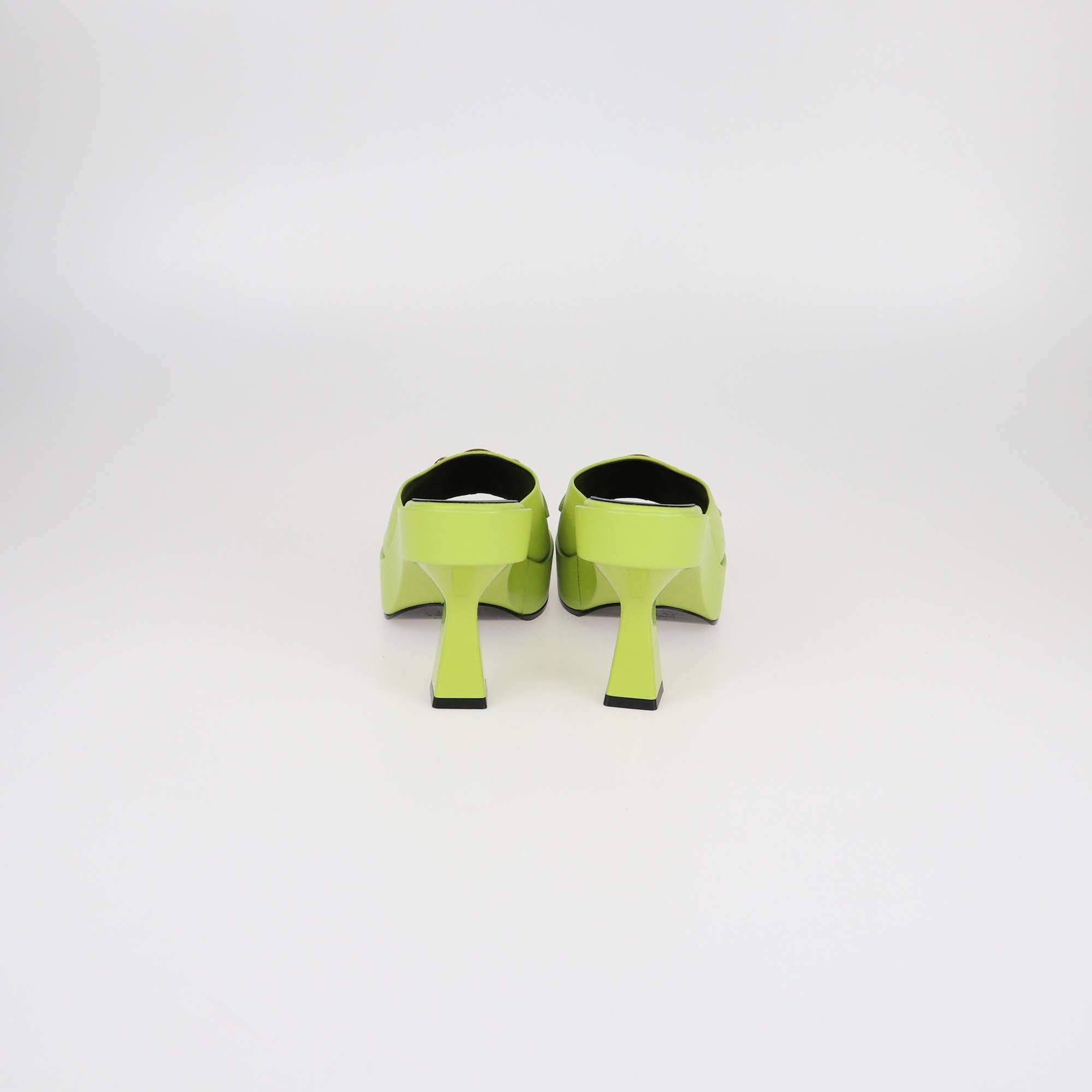 Versace Apple Green Leather Medusa Biggie Platform Mules