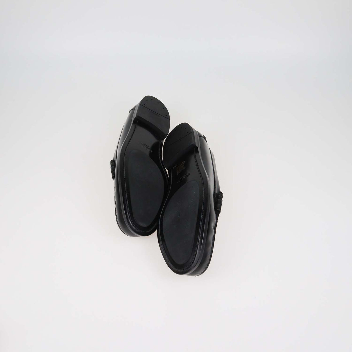 Prada Black Brushed Leather Slip On Loafers