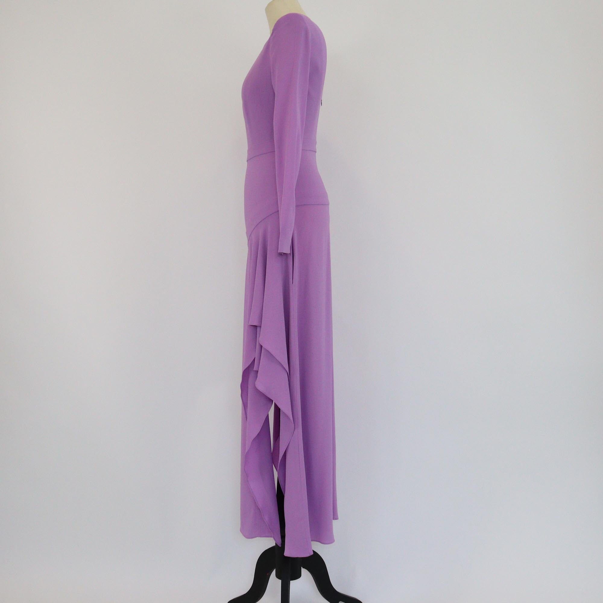 Stella McCartney Lilac Ruffled Long Sleeve Midi Dress Womens Stella McCartney