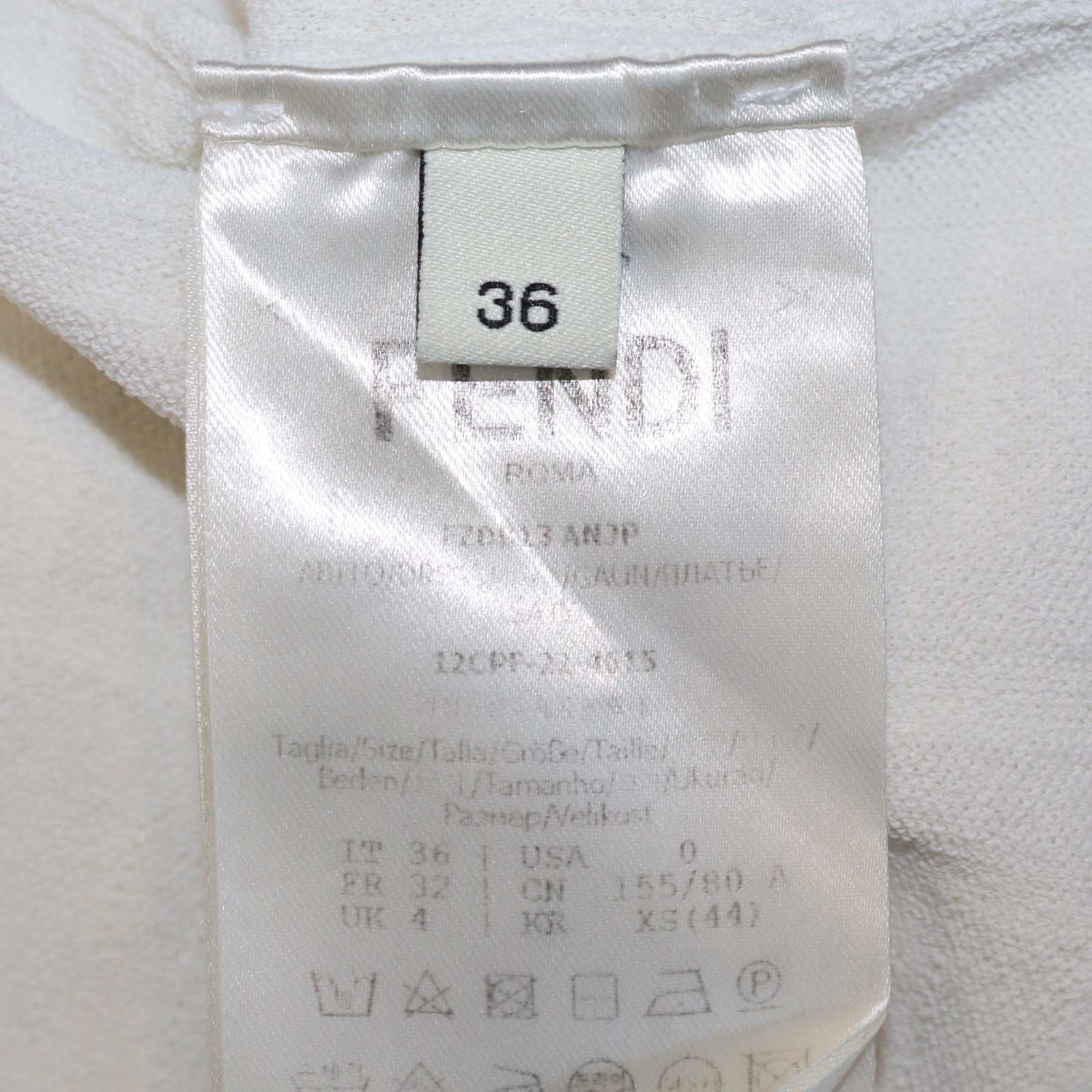 Fendi Off White FF Knitted Bodycon Long Sleeve Midi Dress