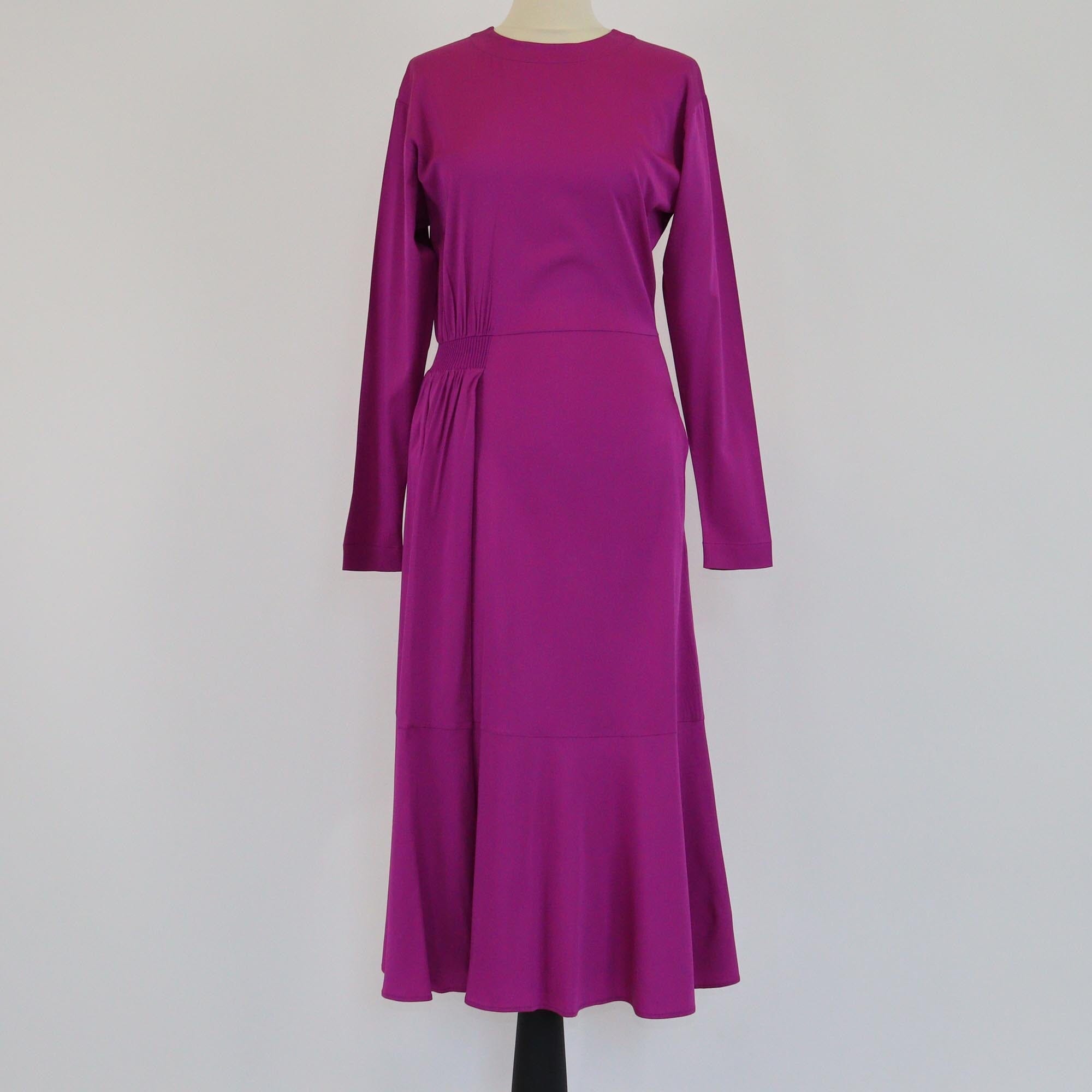 Stella McCartney Purple Pleated Waist Slit Slong Sleeve Dress Womens Stella McCartney