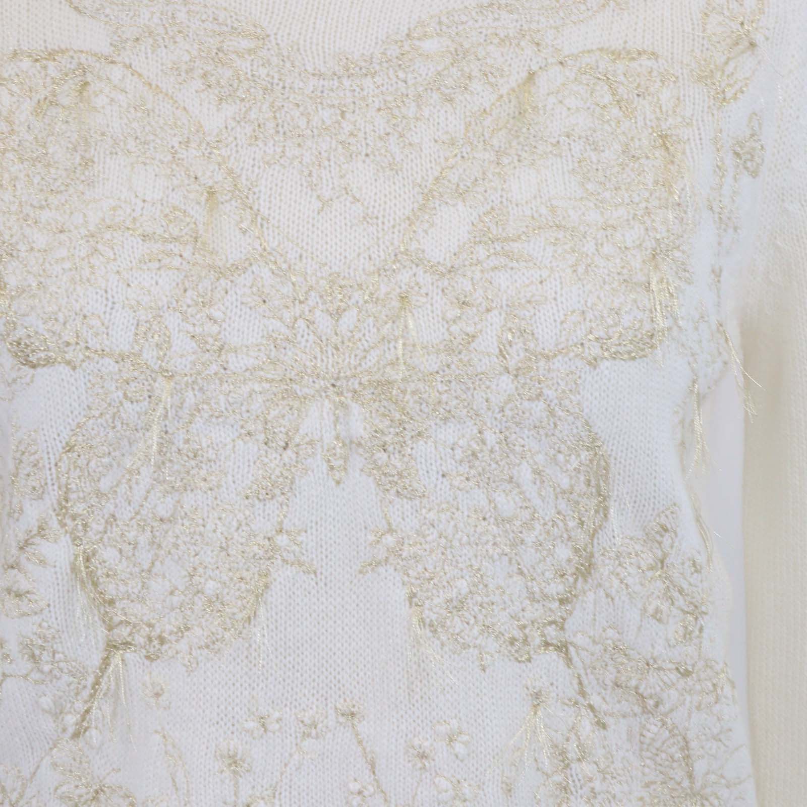 Christian Dior Cream Cashmere Butterfly Embroidered Sweater