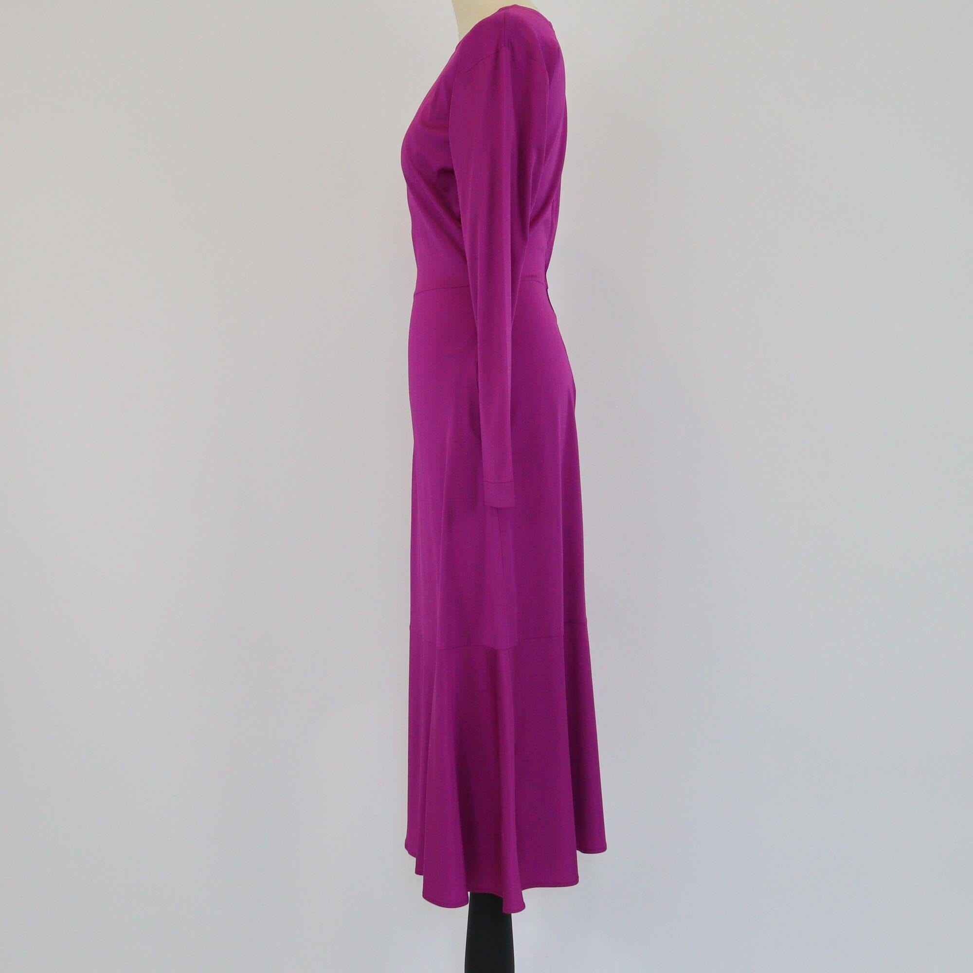 Stella McCartney Purple Pleated Waist Slit Slong Sleeve Dress Womens Stella McCartney