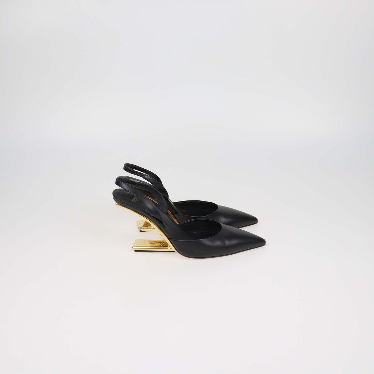 Fendi Black Leather First Slingback Pumps