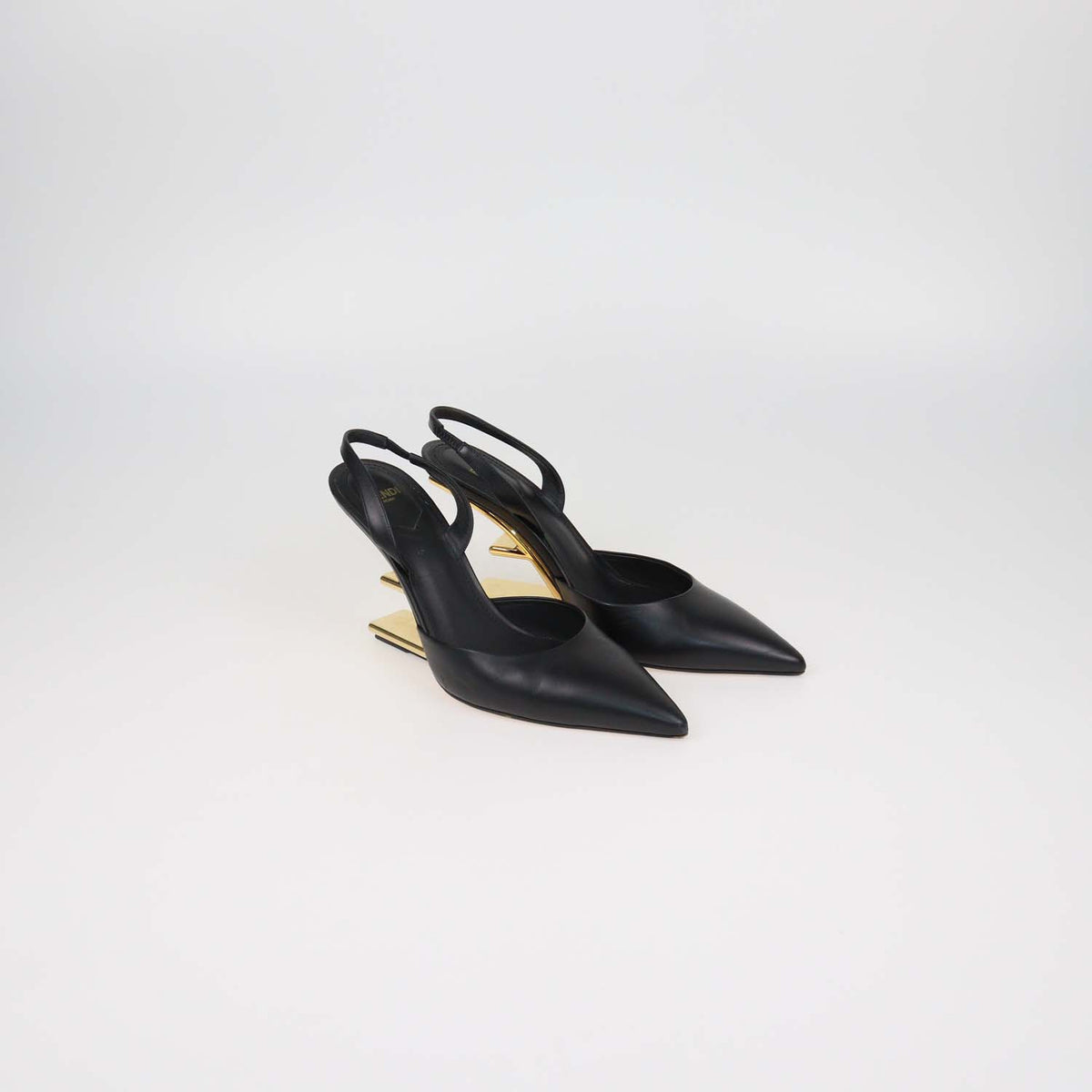 Fendi Black Leather First Slingback Pumps