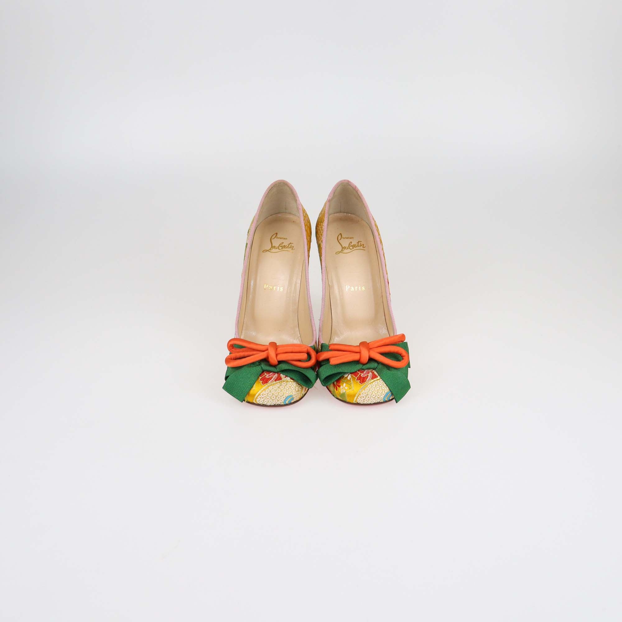 Christian Louboutin Multicolor Fabric and Glitter Dolly Dola Pumps