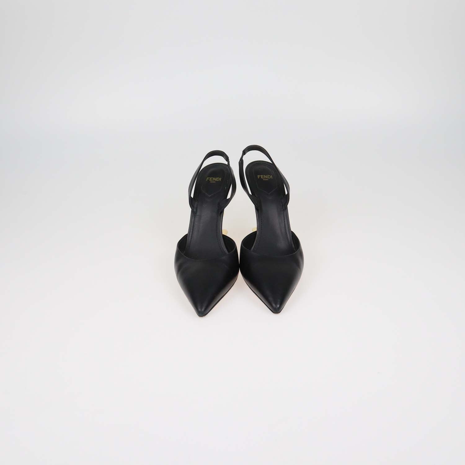Fendi Black Leather First Slingback Pumps