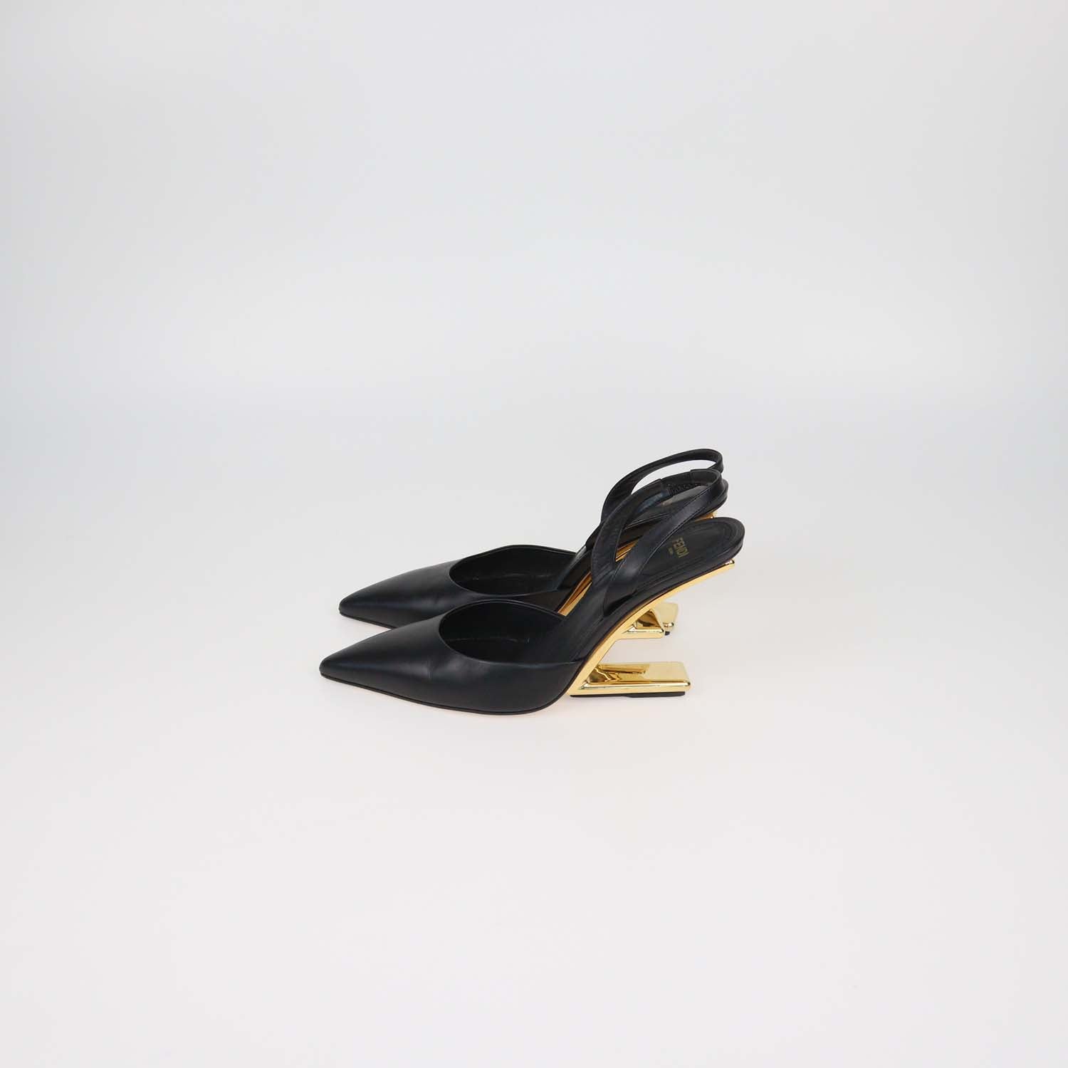 Fendi Black Leather First Slingback Pumps