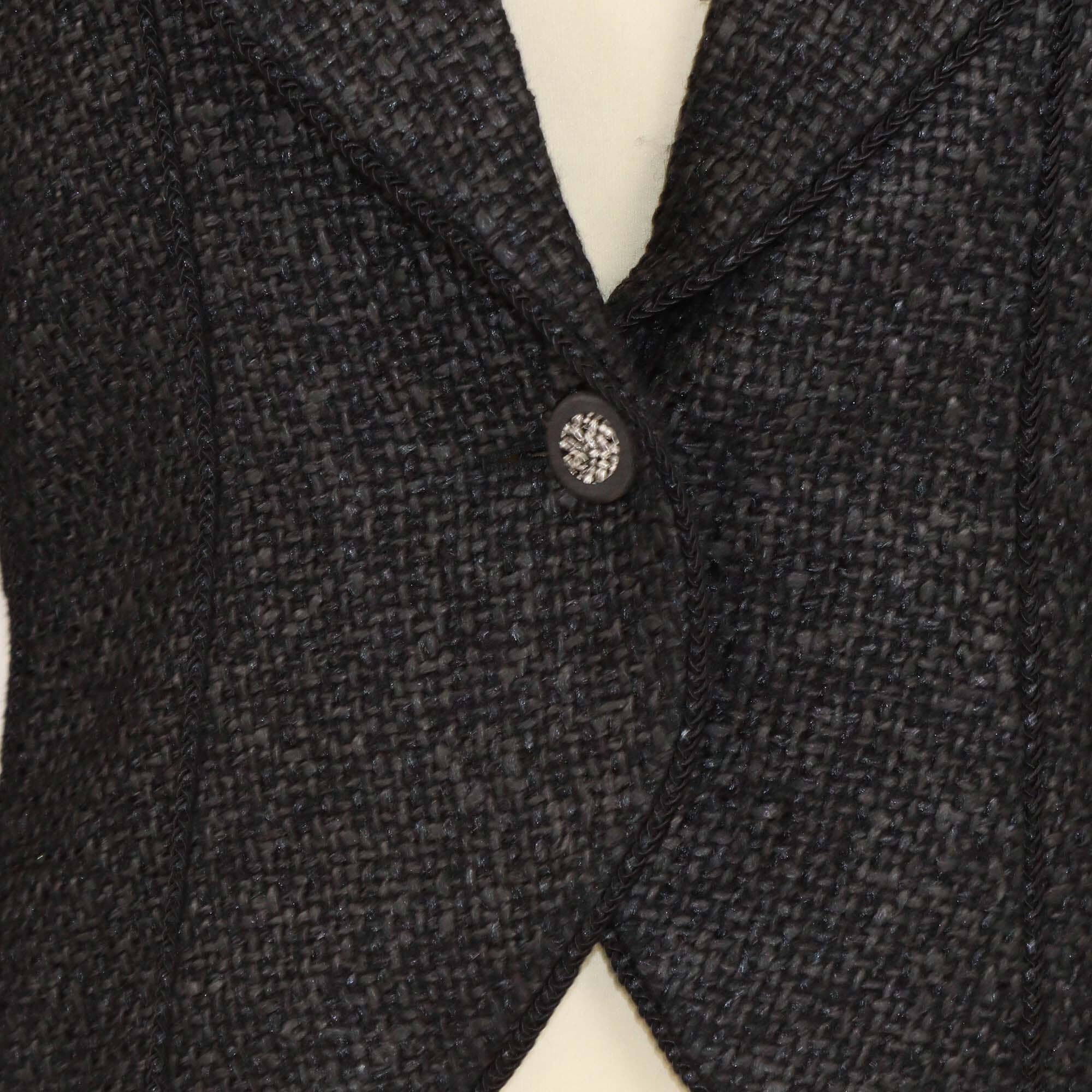 Chanel Black Sculptured Tweed Jacket Womens Chanel