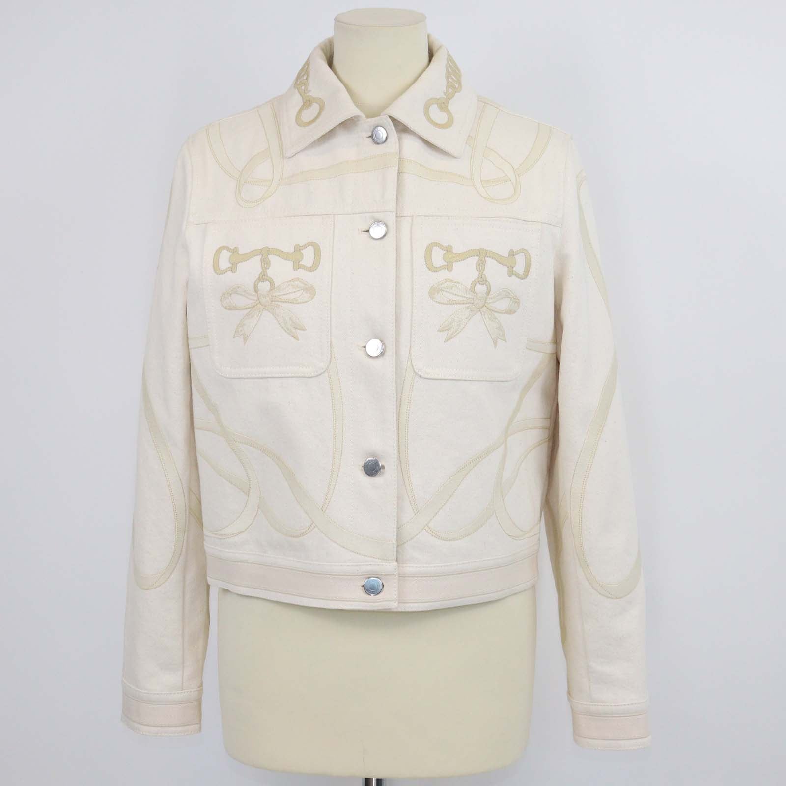 Hermes Naturel Denim Embroidered Jacket