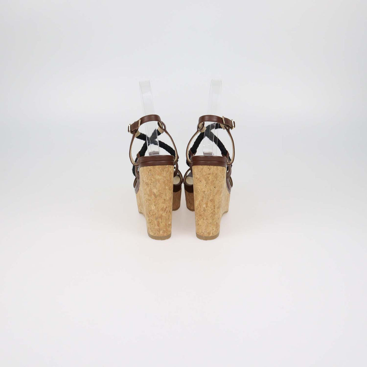 Jimmy Choo Brown Leather Wynwood Cork Wedge Sandals