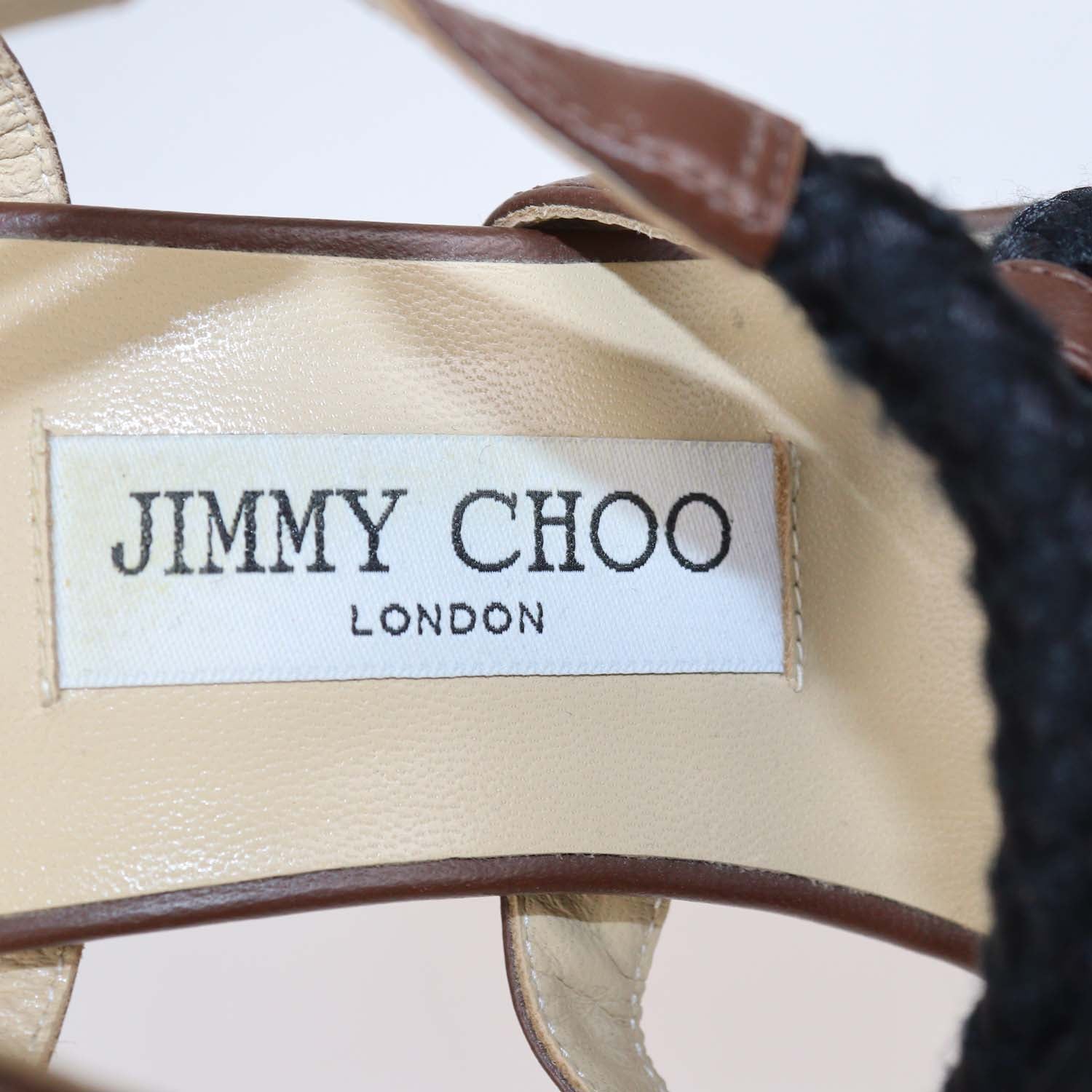 Jimmy Choo Brown Leather Wynwood Cork Wedge Sandals