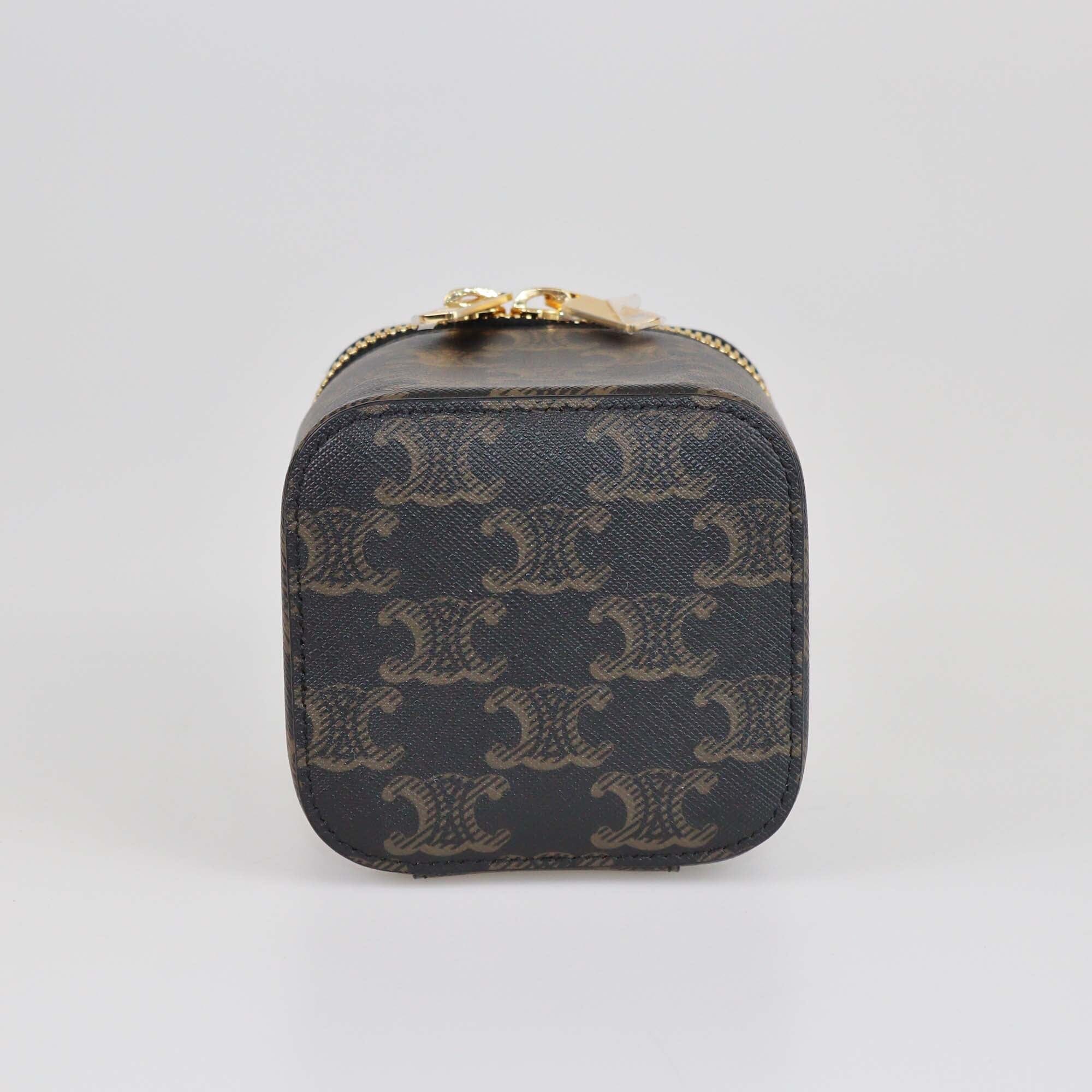Celine Tan/Black Triomphe Mini Vanity Case Womens Celine