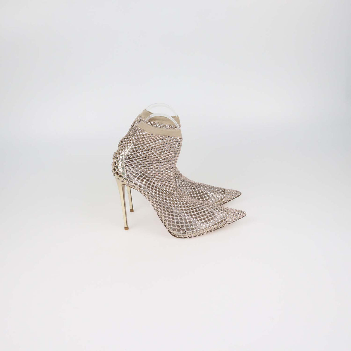 Le Silla Beige Mesh Crystal Gilda Socks Pumps