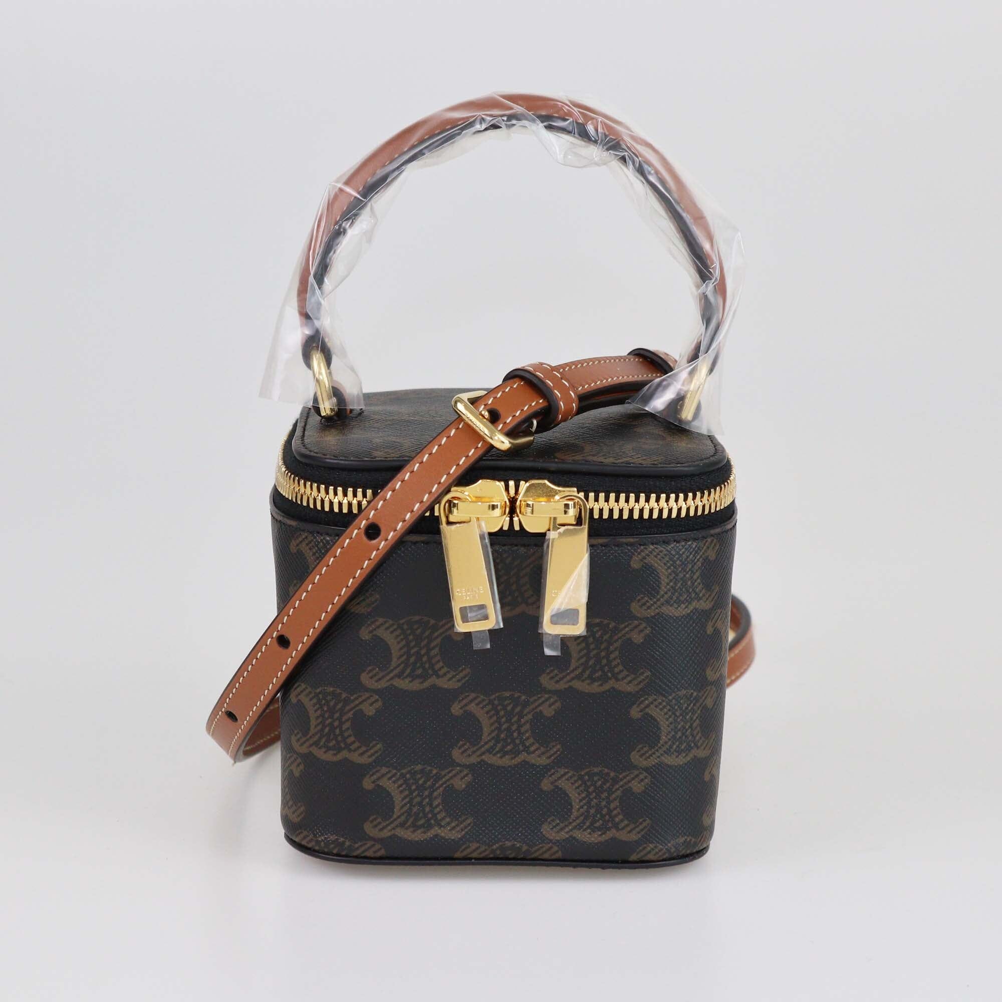 Celine Tan/Black Triomphe Mini Vanity Case Womens Celine