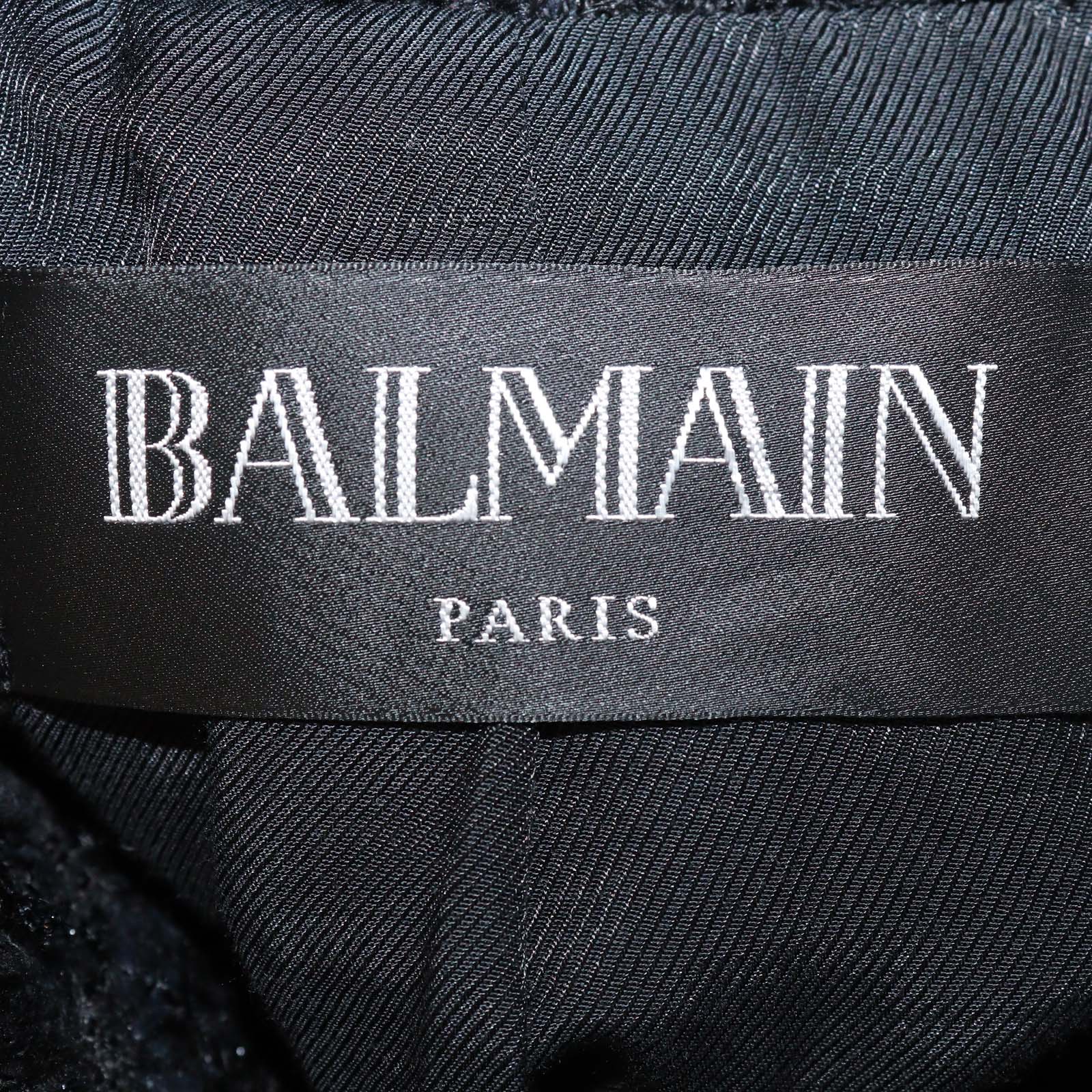 Balmain Black Metallic Tweed Long Sleeve Jacket