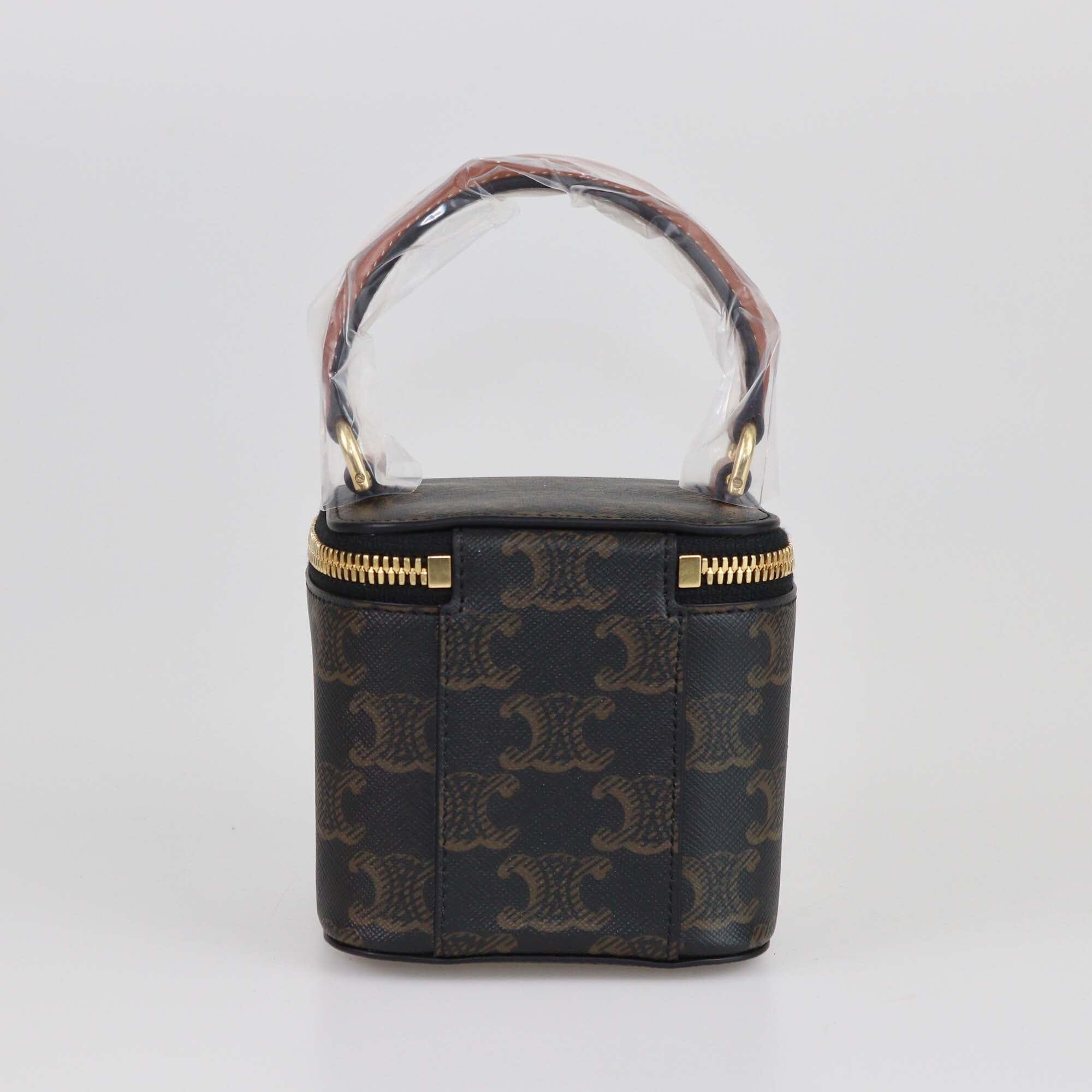 Celine Tan/Black Triomphe Mini Vanity Case Womens Celine