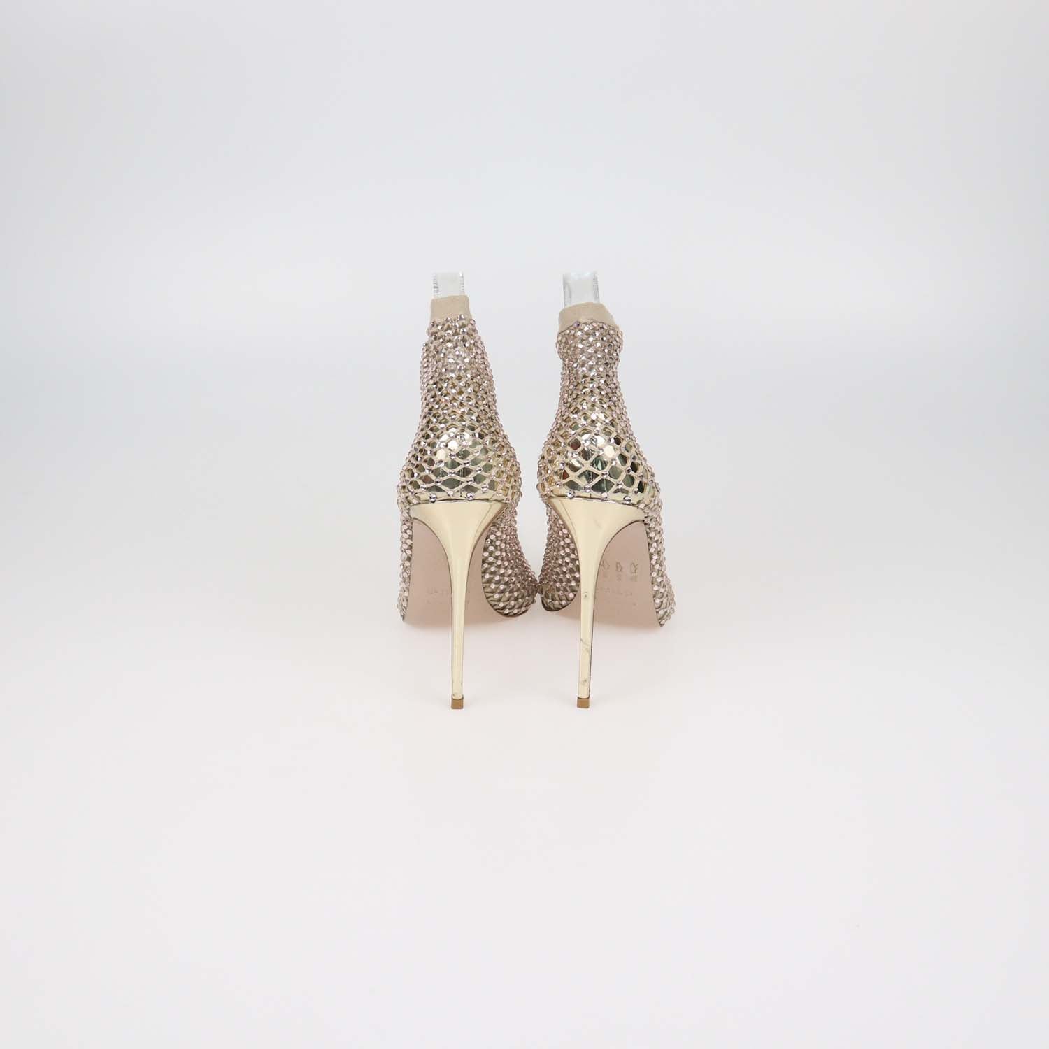 Le Silla Beige Mesh Crystal Gilda Socks Pumps