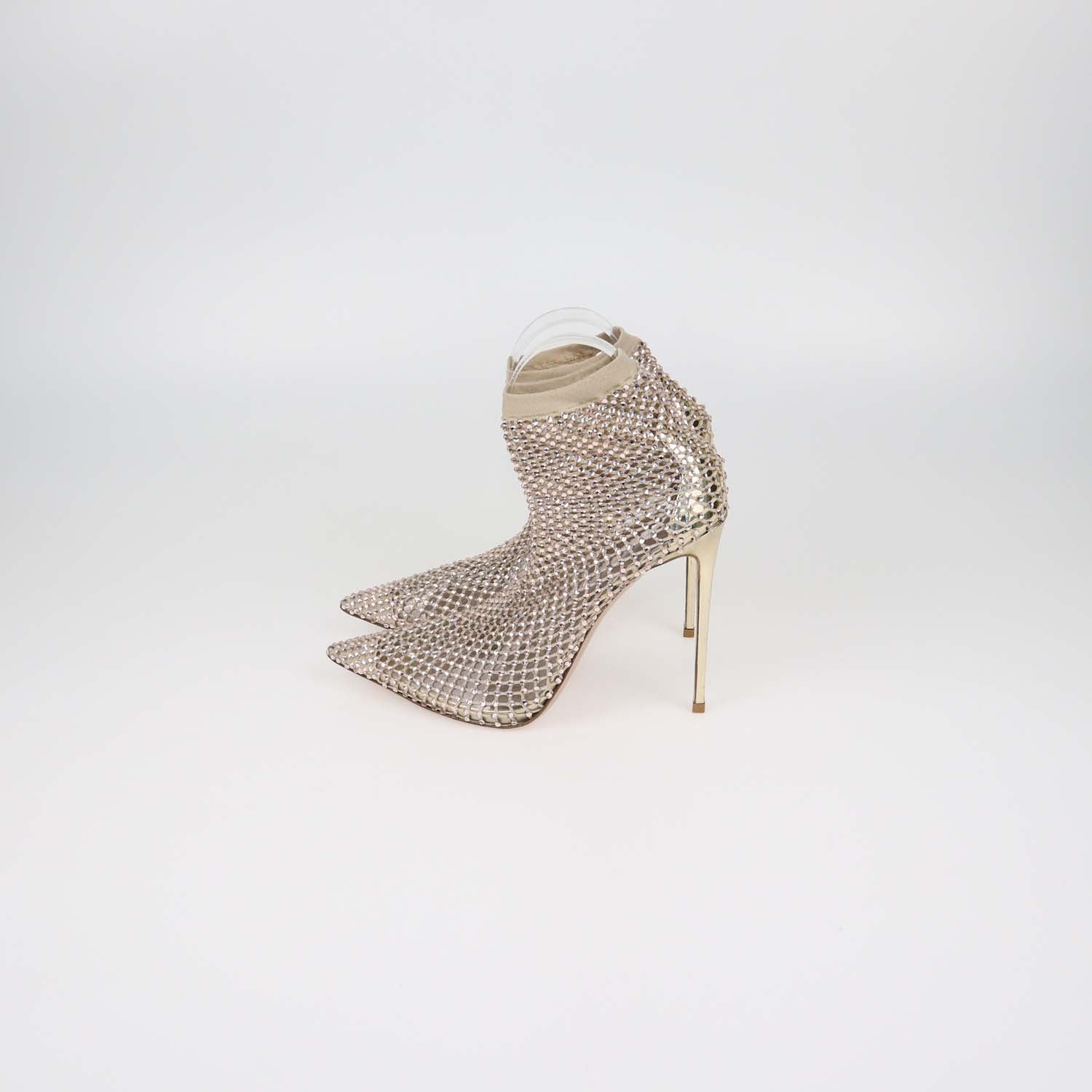 Le Silla Beige Mesh Crystal Gilda Socks Pumps