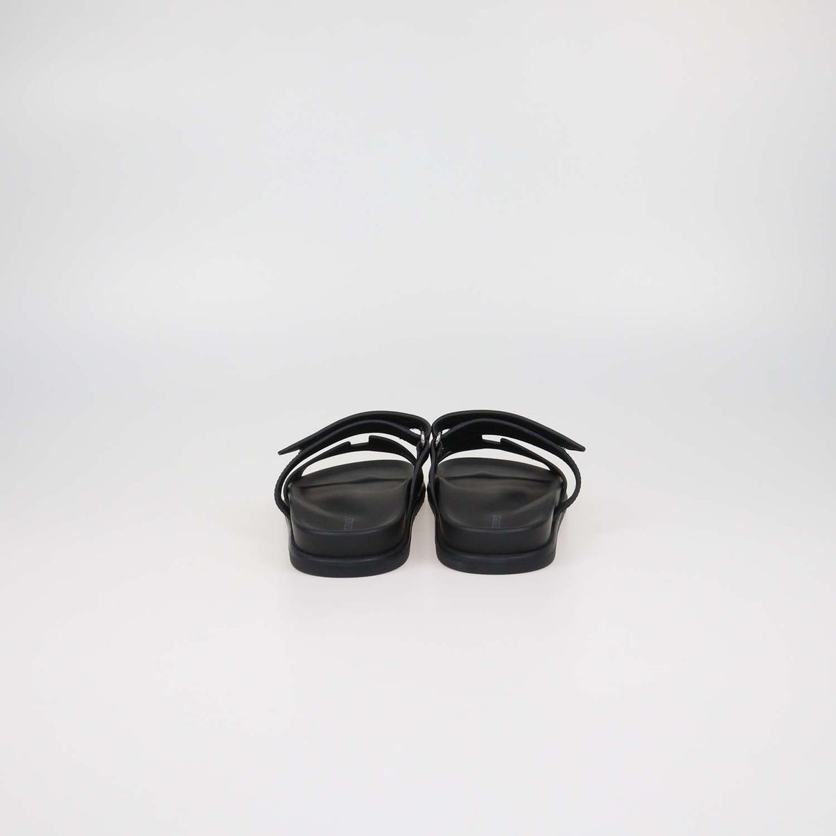 Hermes Black Leather Chypre Sandals