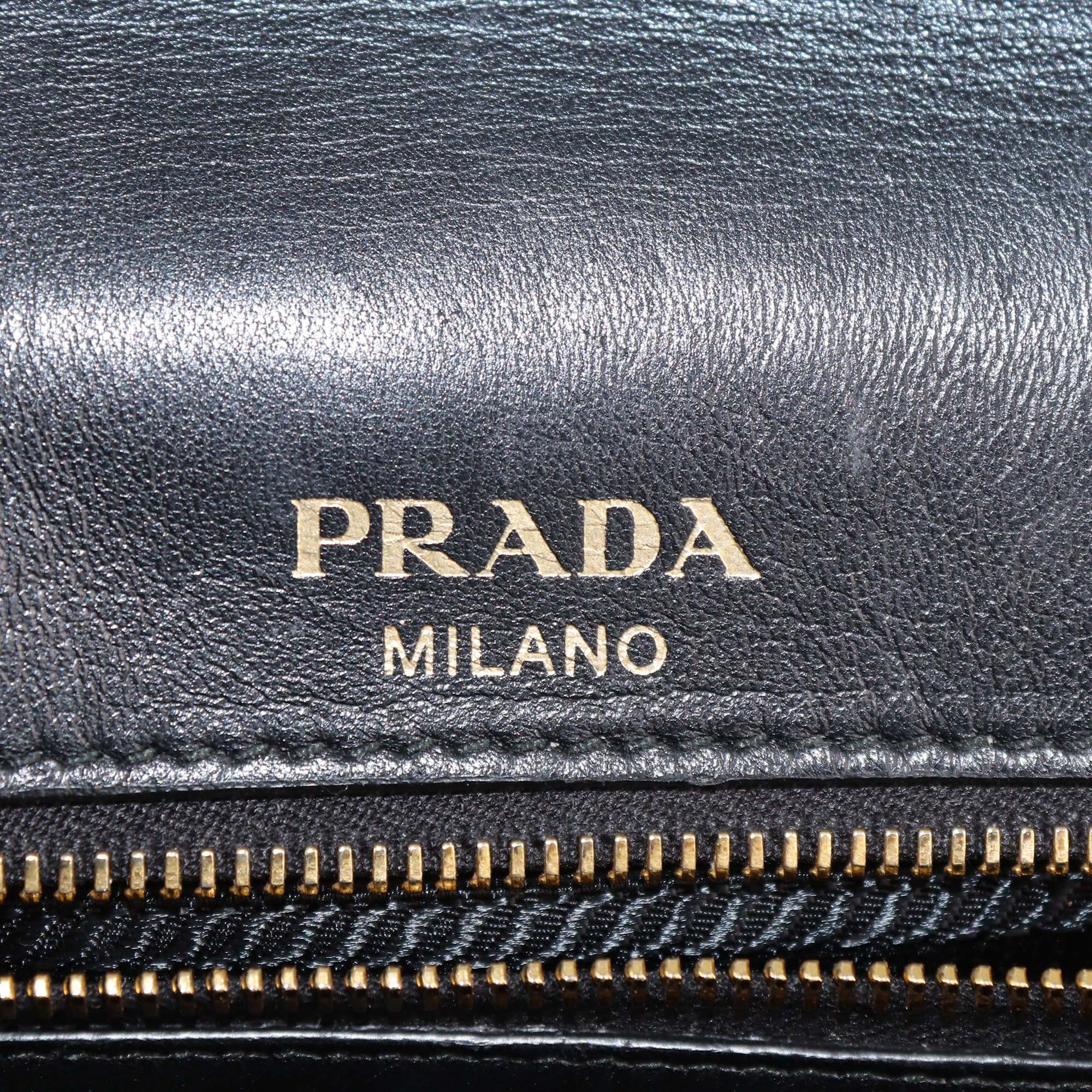 Prada Black Gaufre Leather Flap Chain Shoulder Bag