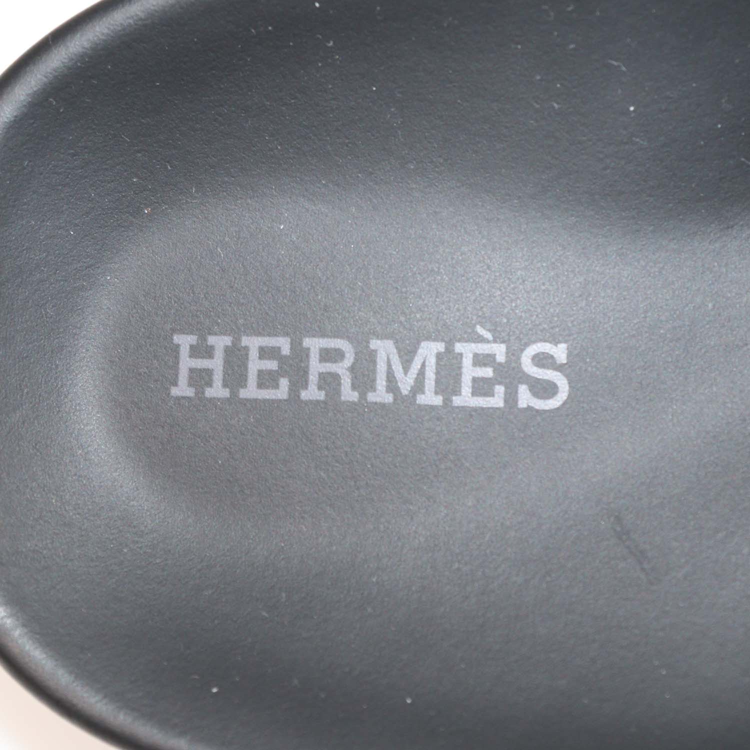 Hermes Black Leather Chypre Sandals
