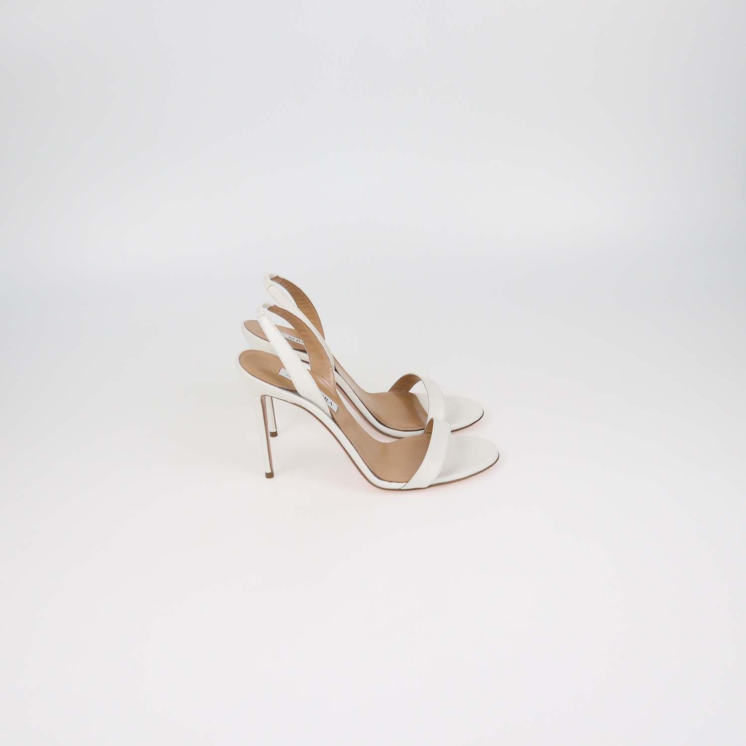 Aquazzura White Leather So Nude Sandals