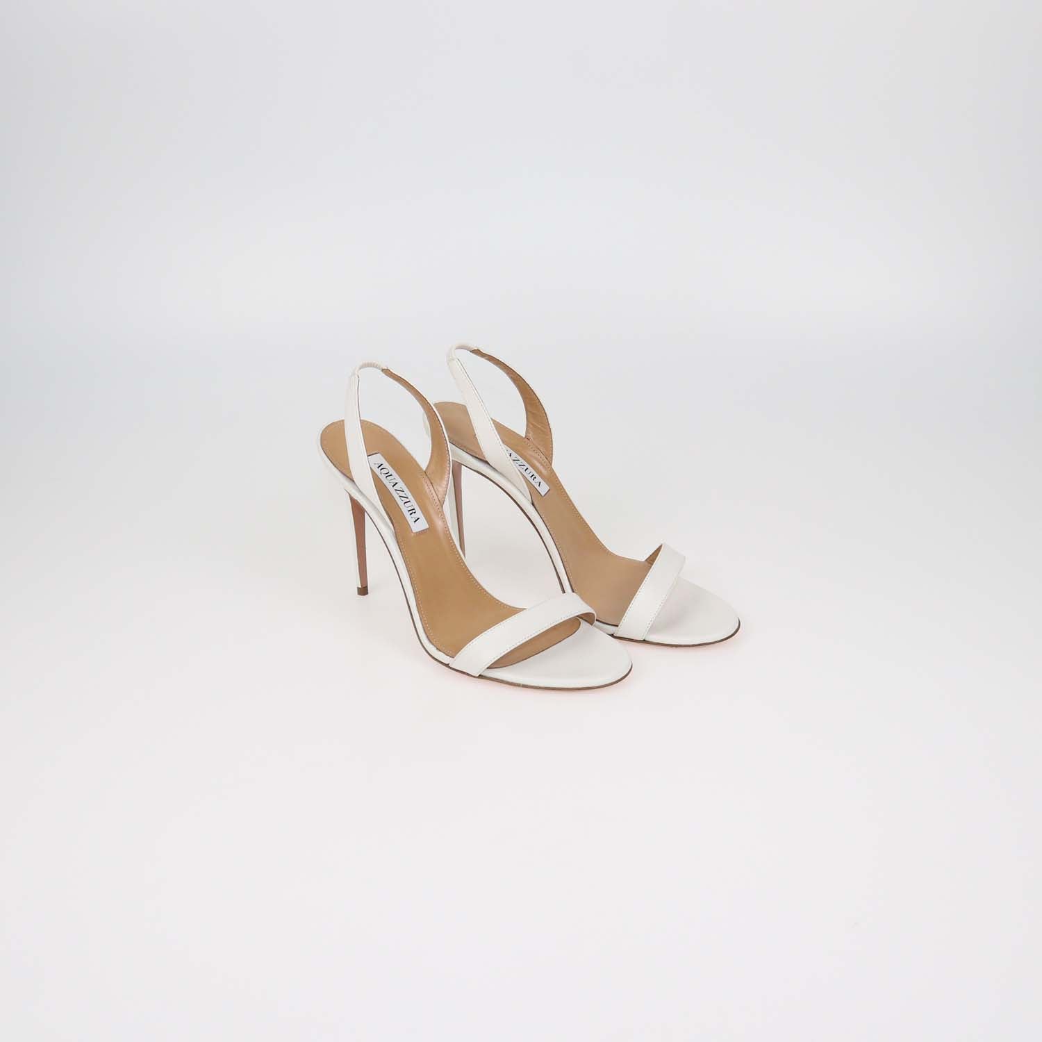 Aquazzura White Leather So Nude Sandals