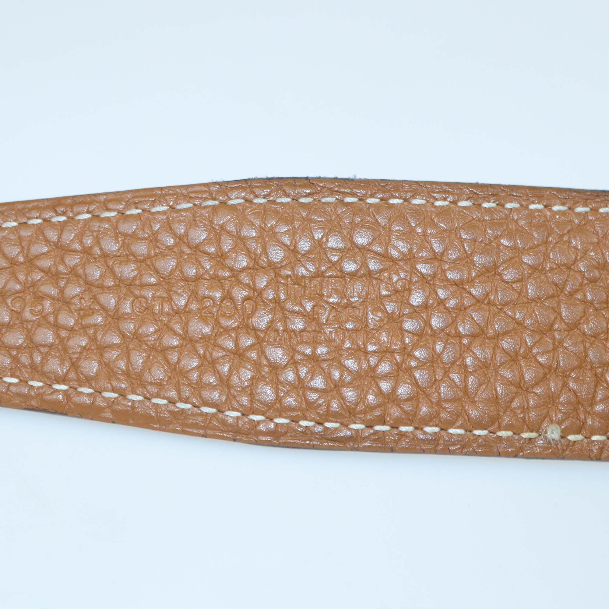 Hermes Gold/Black Clemence and Box Calf Leather Brushed H Buckle Reversible Belt