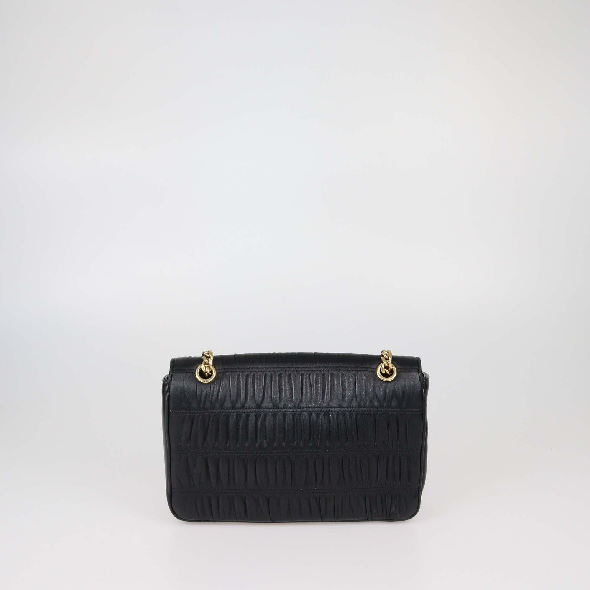 Prada Black Gaufre Leather Flap Chain Shoulder Bag